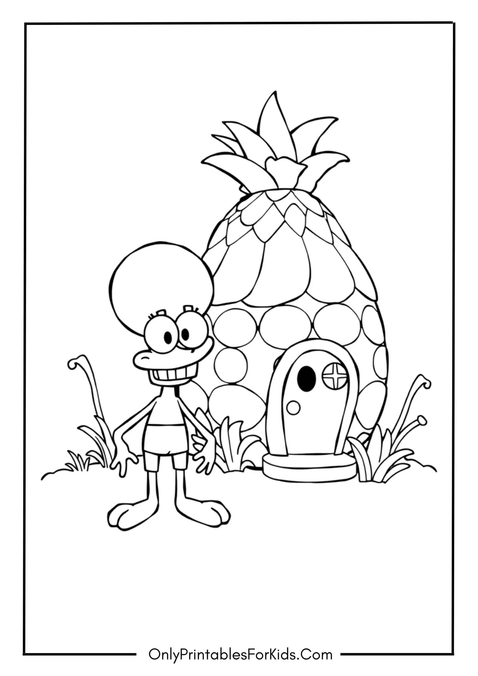 Squidward and Pineapple House Coloring Page