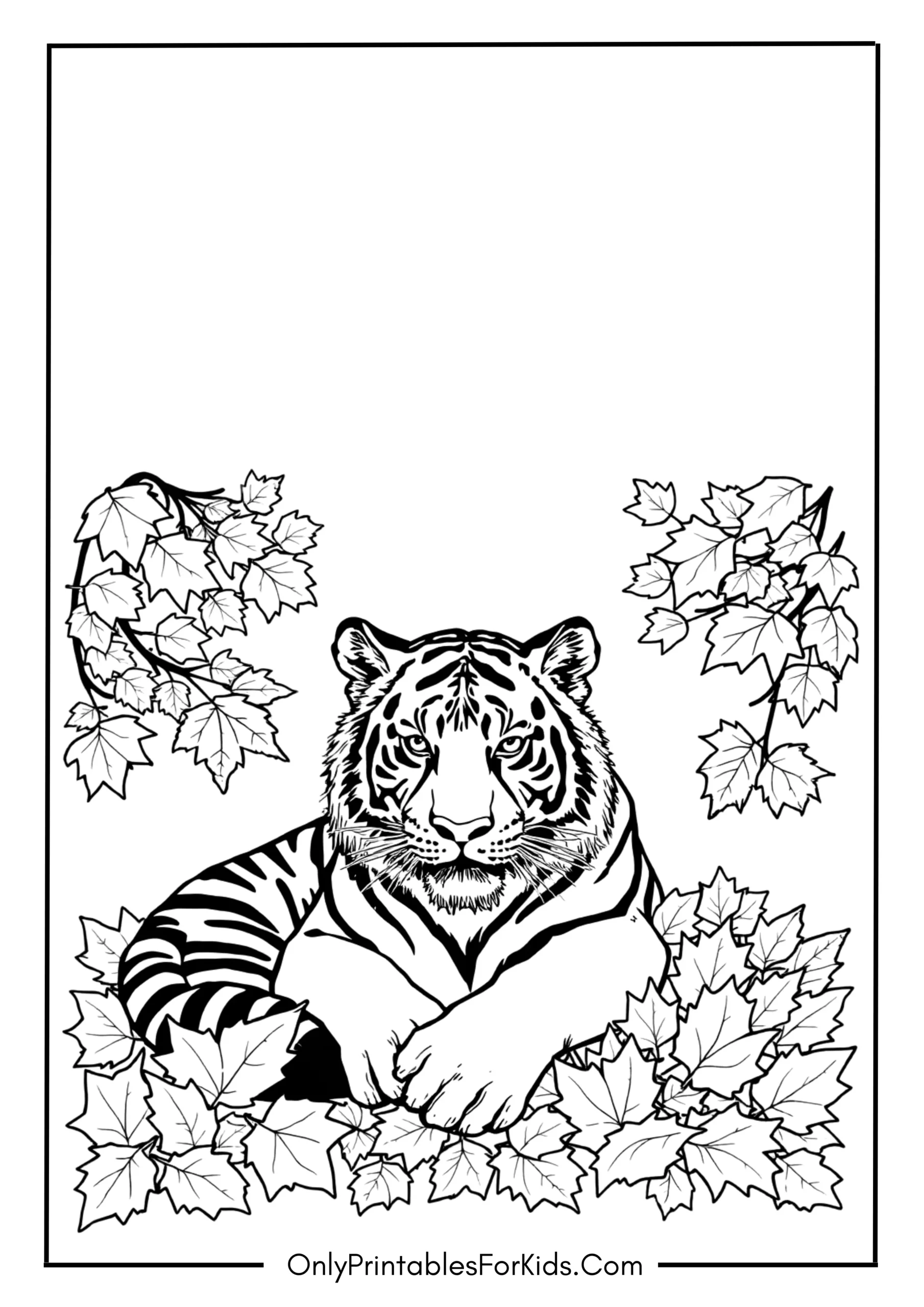 Vibrant Tiger in Autumn Leaves