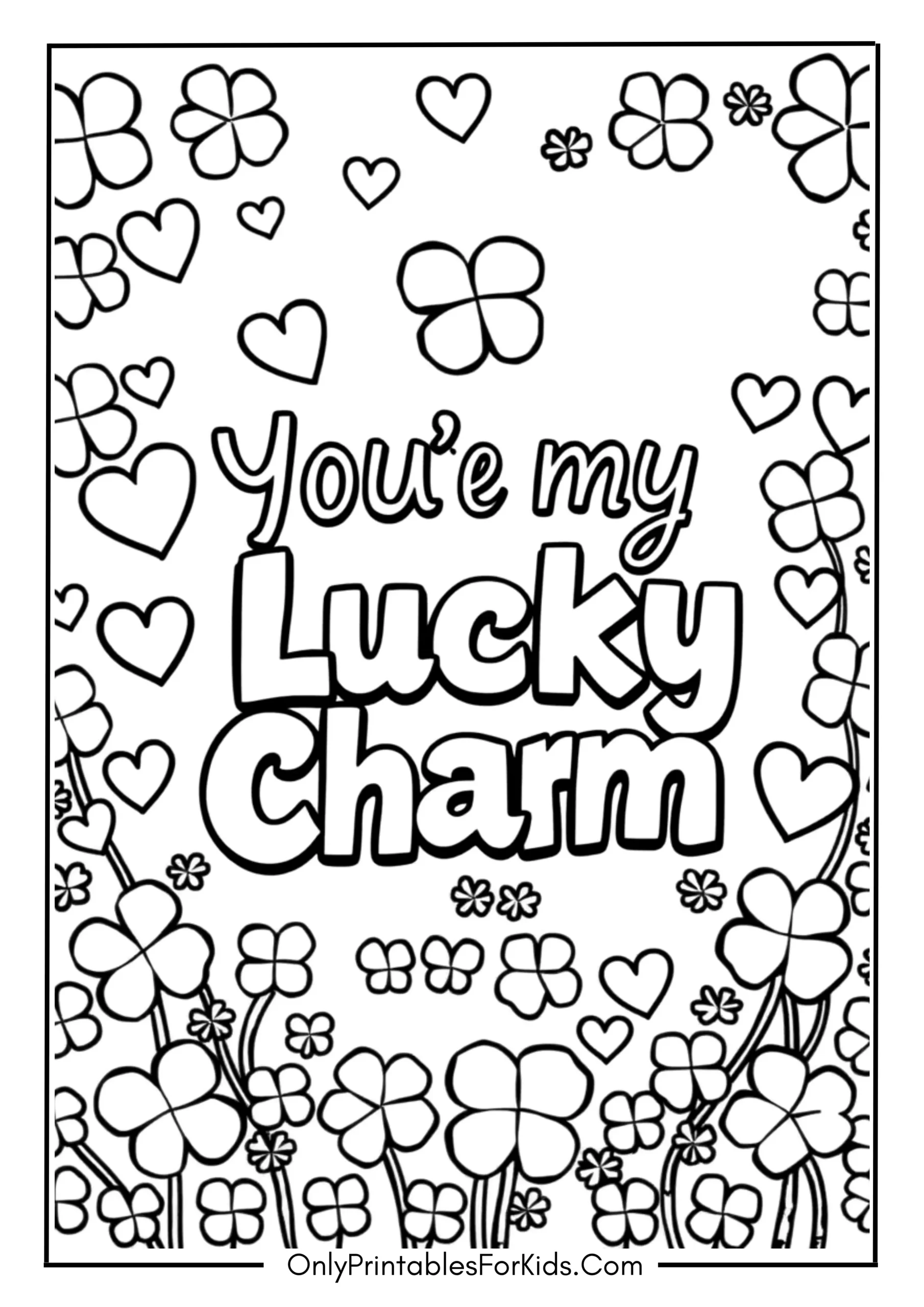 Free St. Patrick’s Day Coloring Pages for Kids 17 You’re My Lucky Charm Message Page