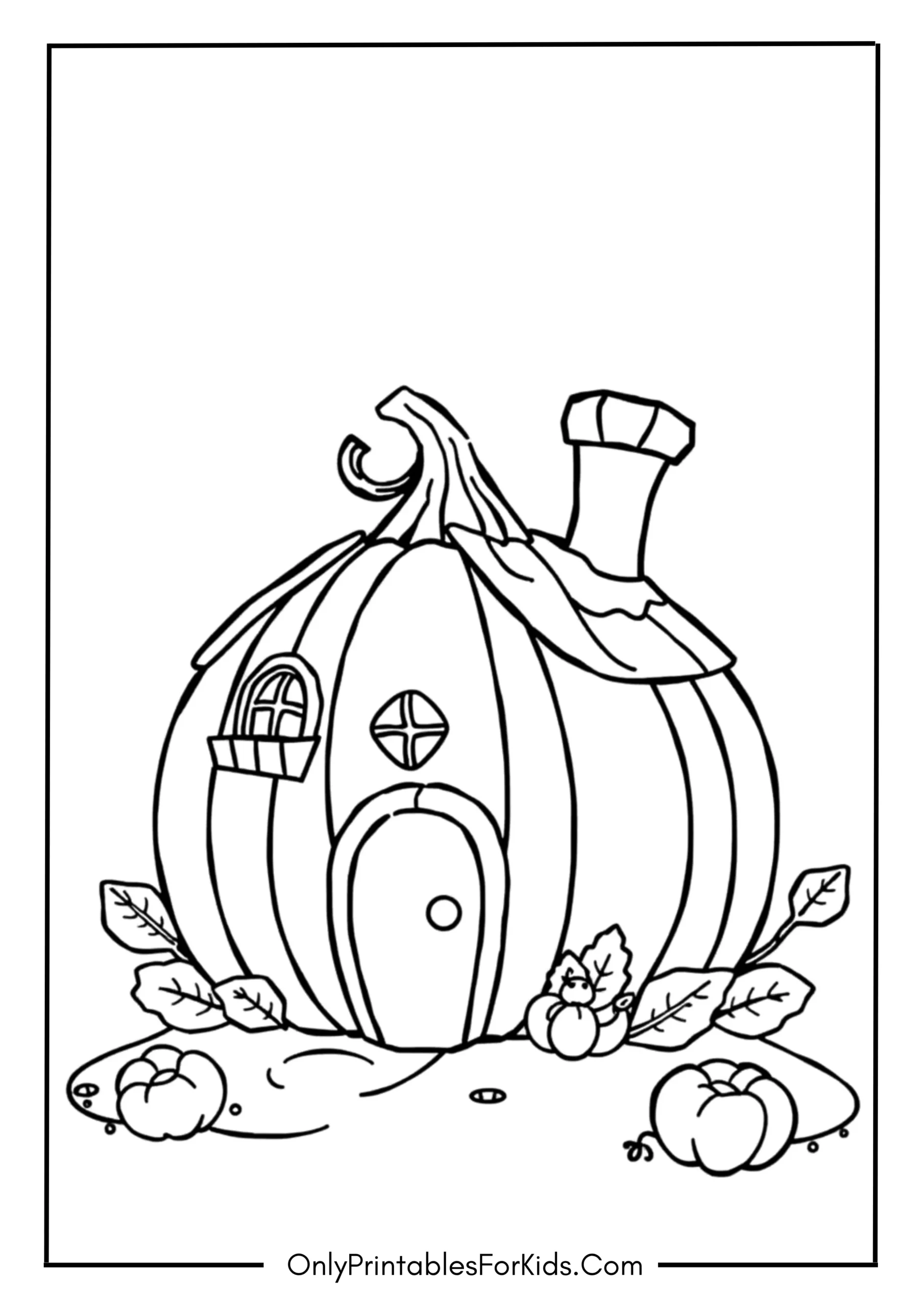 Adorable Pumpkin House to Color