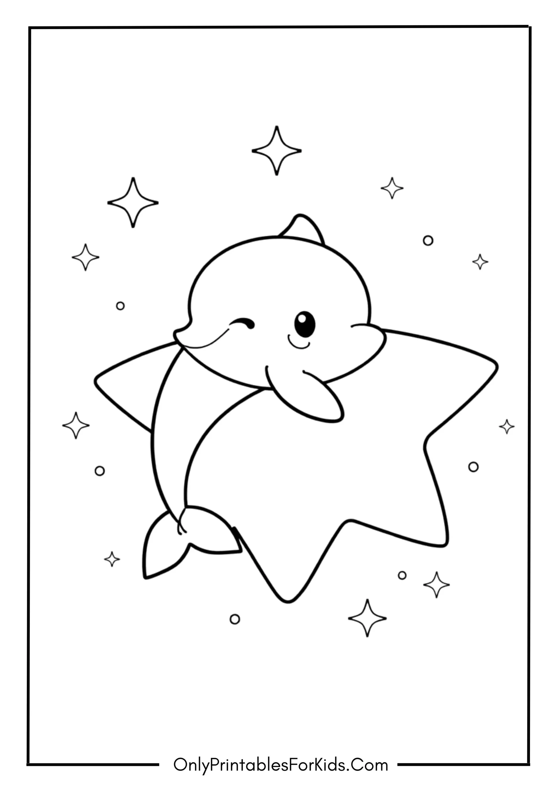 Baby Dolphin Floating on a Star