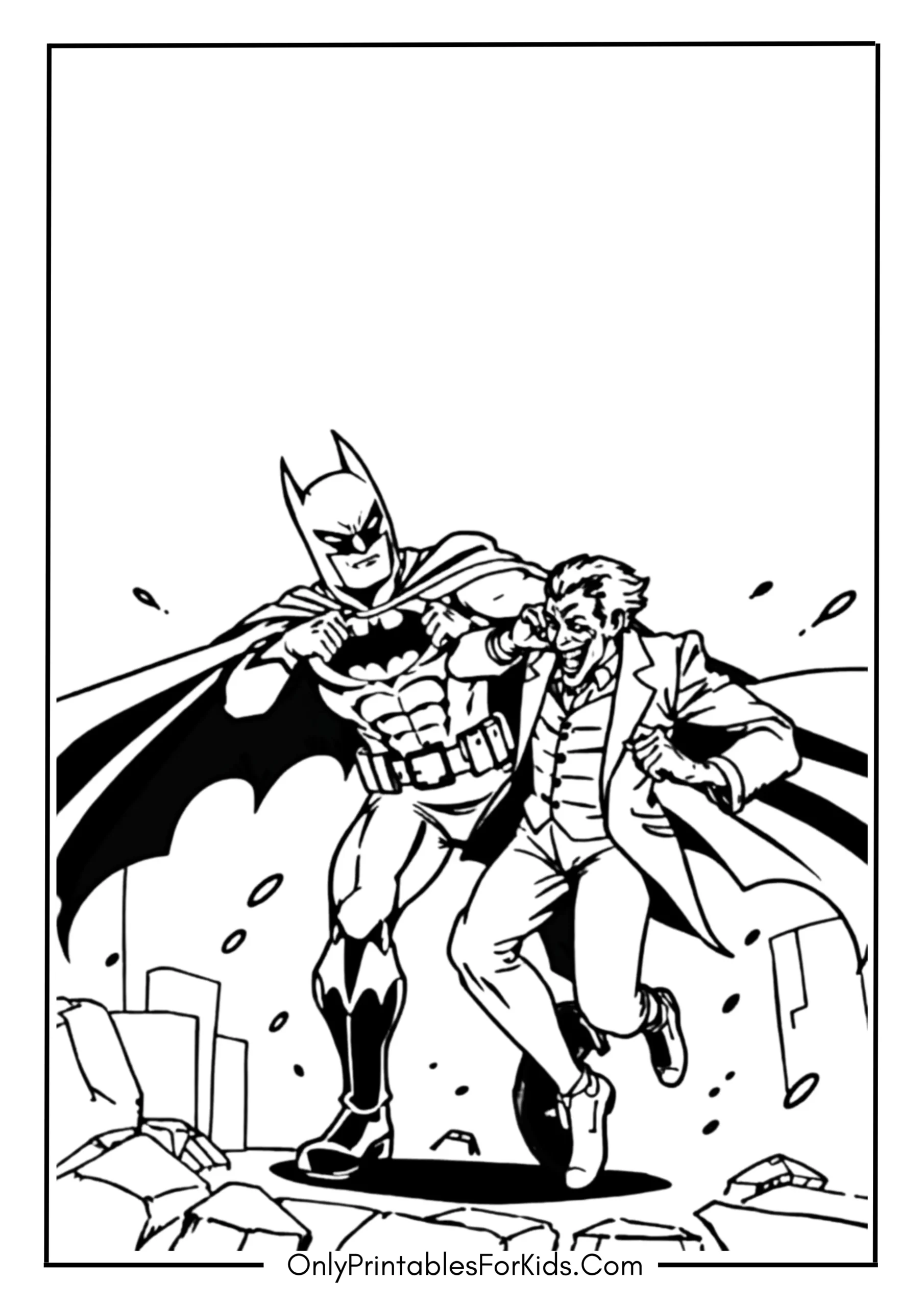 Batman Fighting Joker Coloring Page