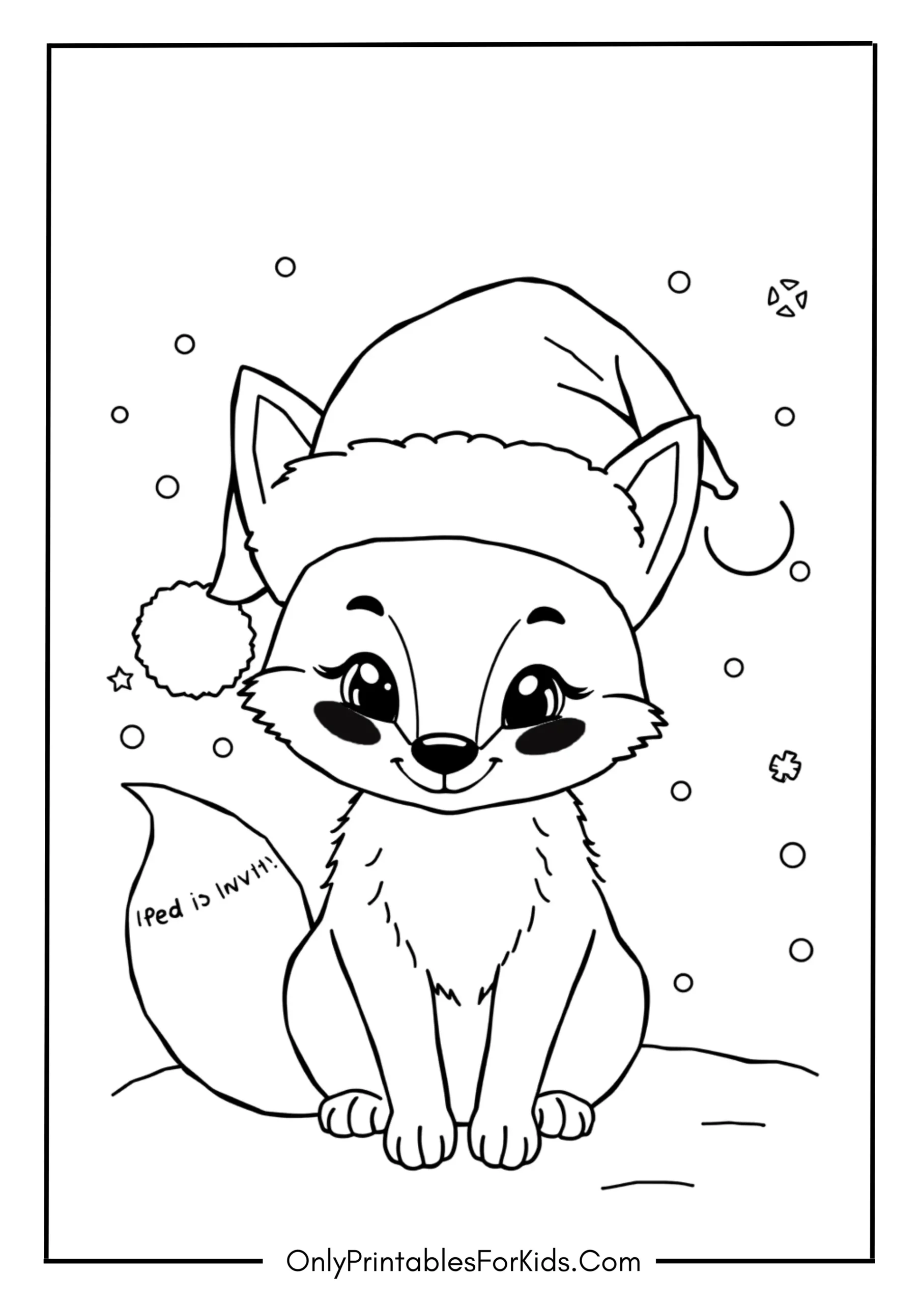 Christmas Fox with a Santa Hat
