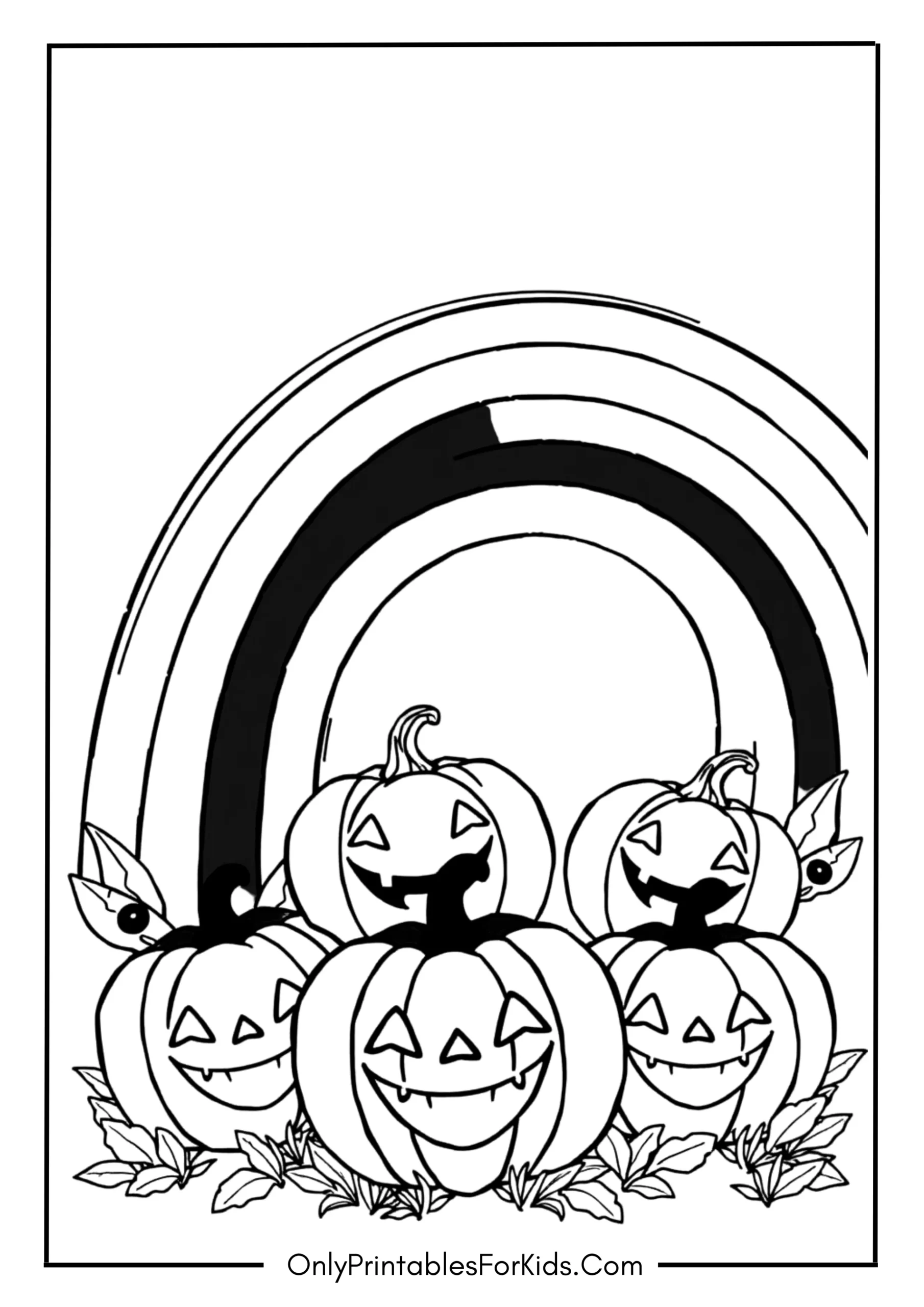 Colorful Summerween Rainbow with Pumpkins