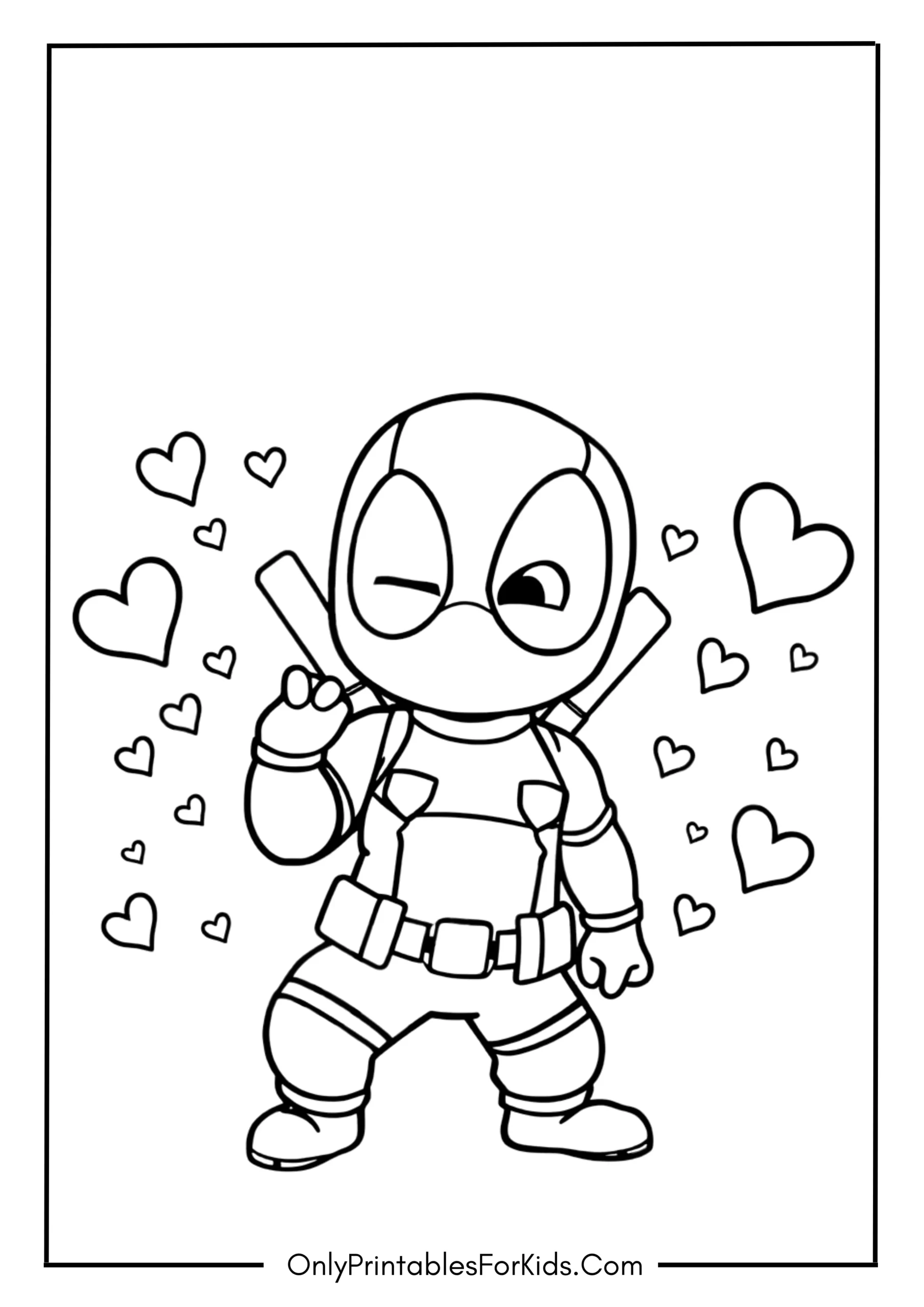 Cute Deadpool Coloring Page