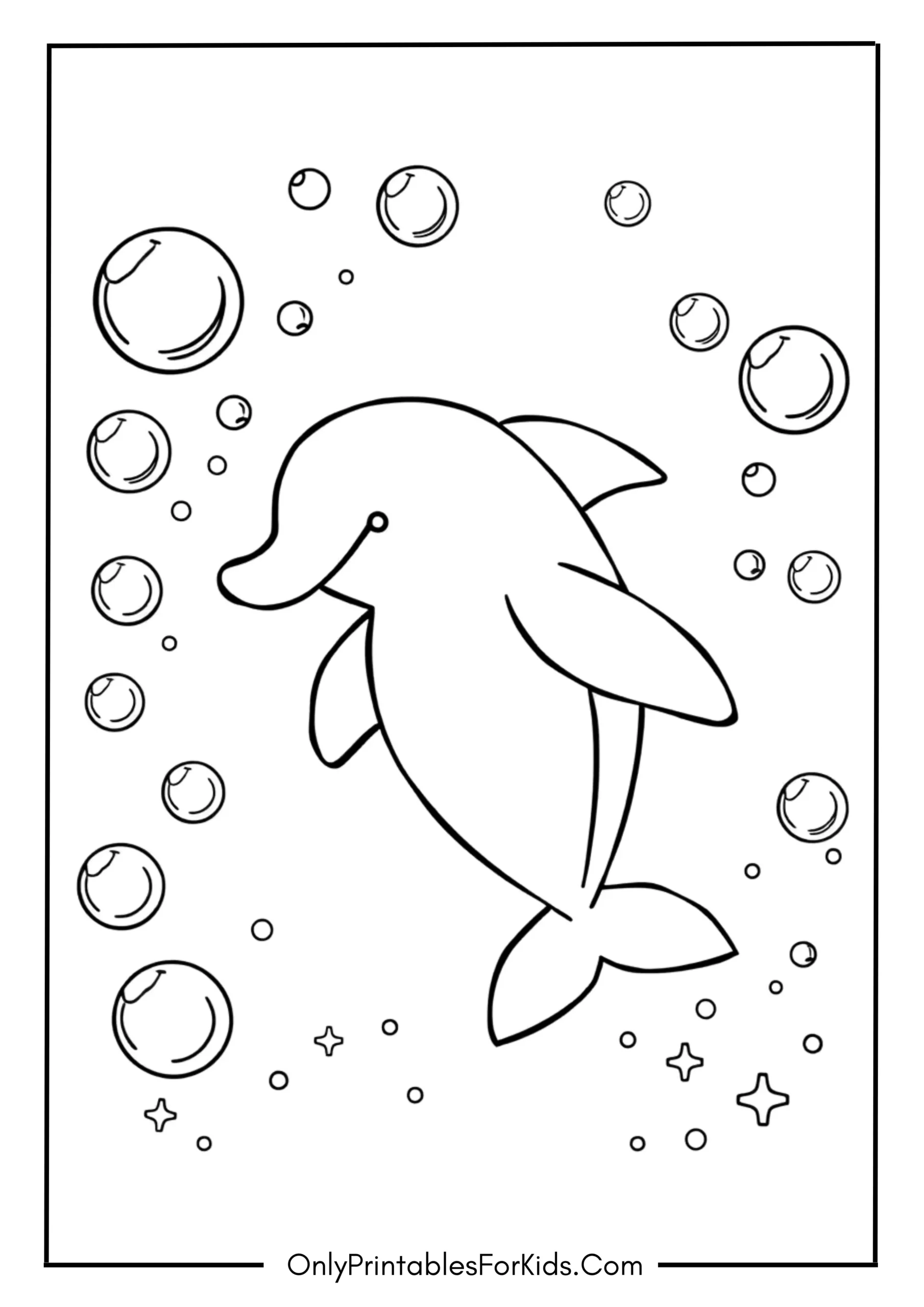 Cute Dolphin Dancing in Colorful Bubbles