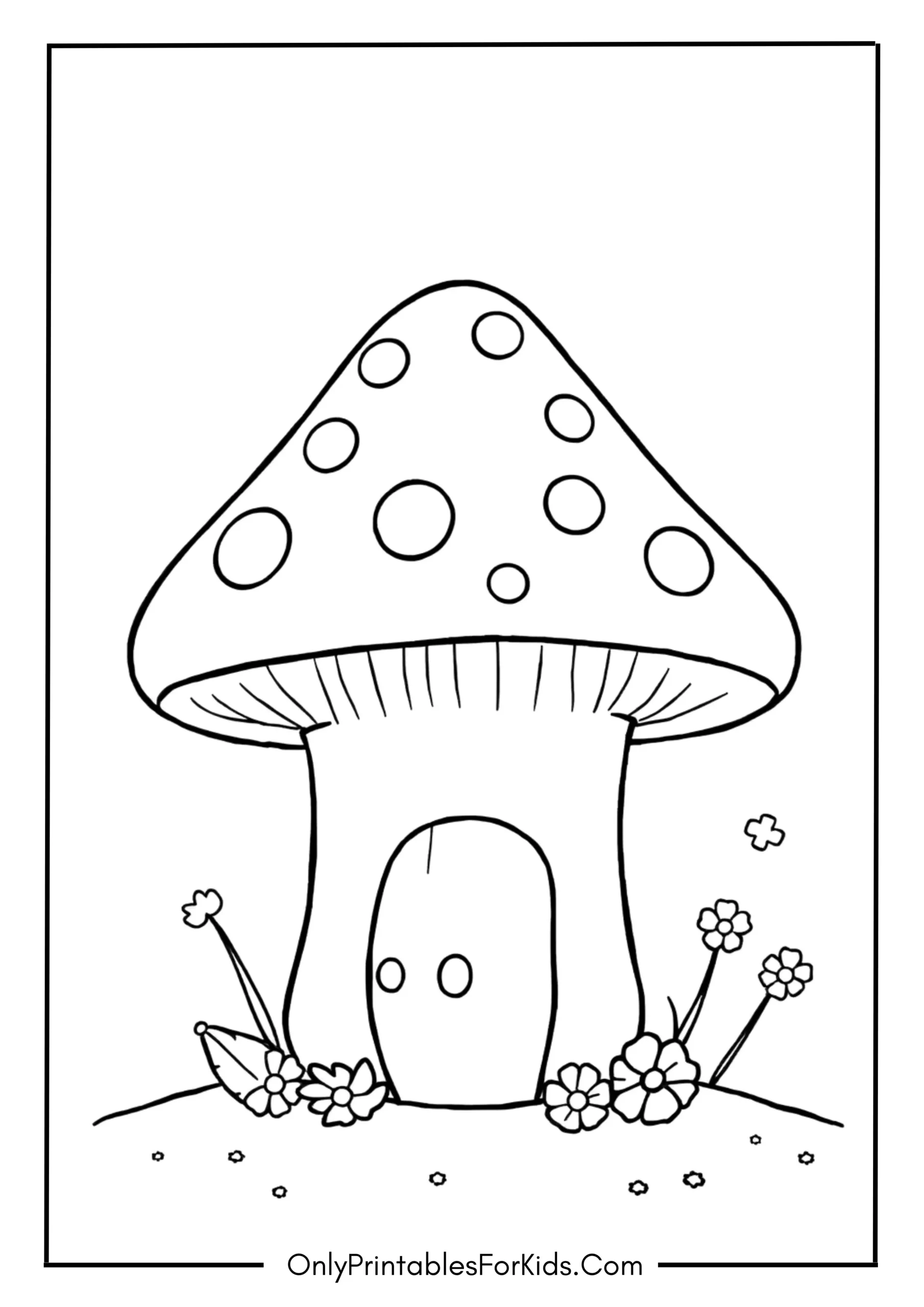 Cute Mushroom Coloring Page