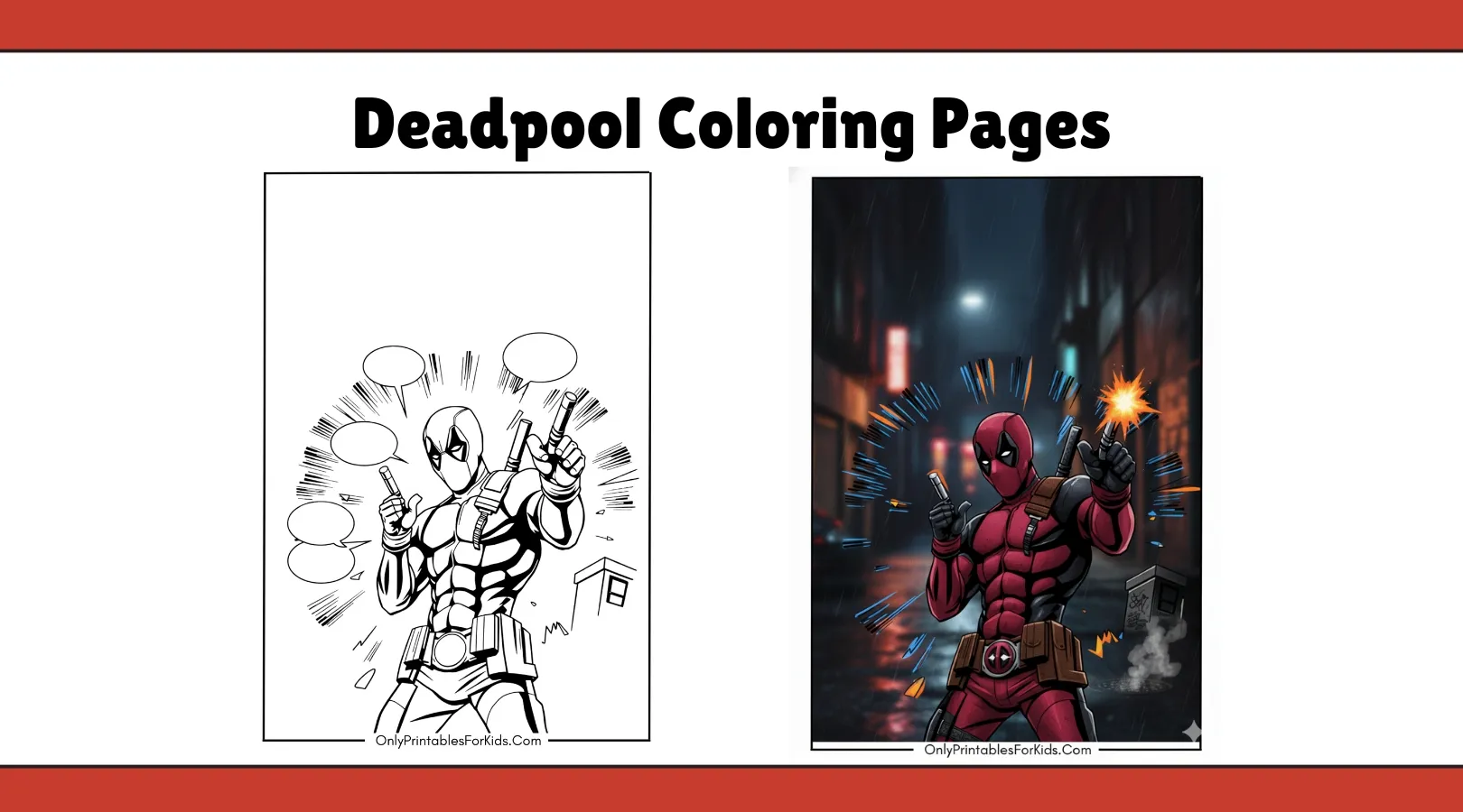 Easy Deadpool Coloring Pages to Print and Color