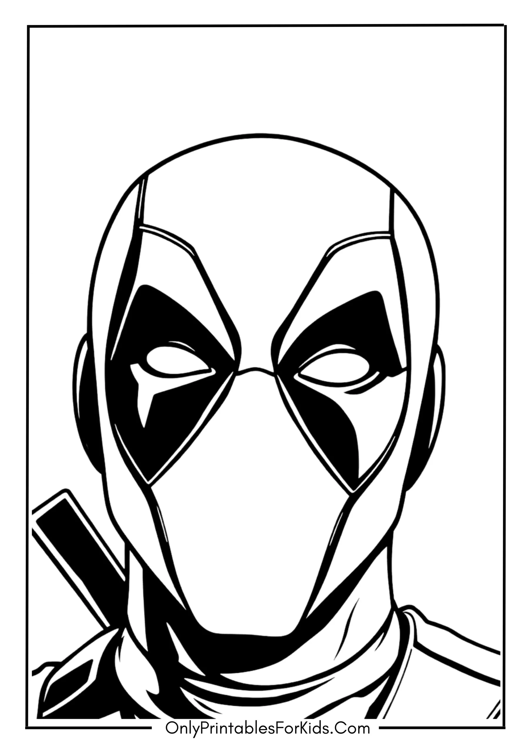 Deadpool Mask Close-Up Coloring Page