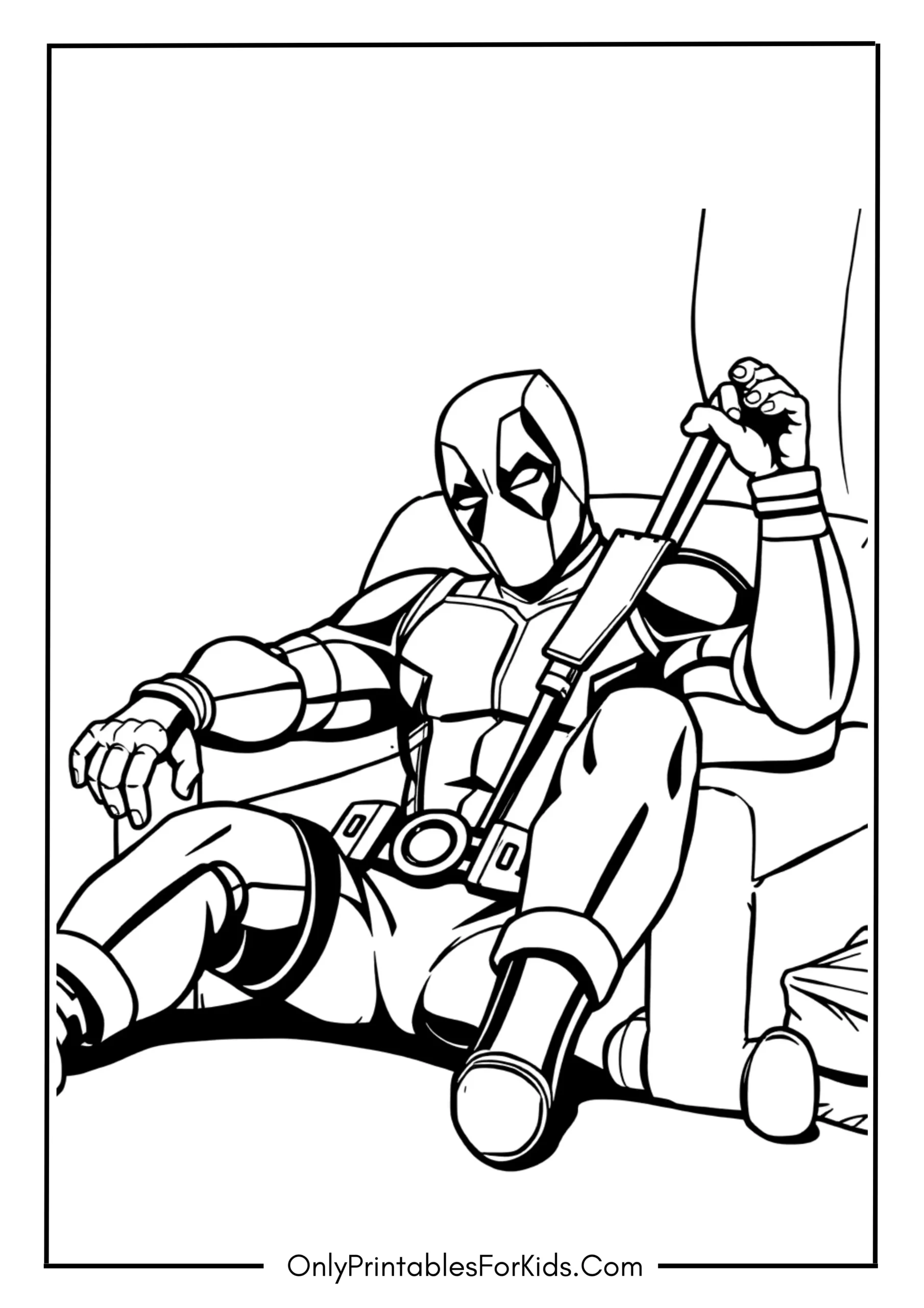 Deadpool Relaxing Coloring Page