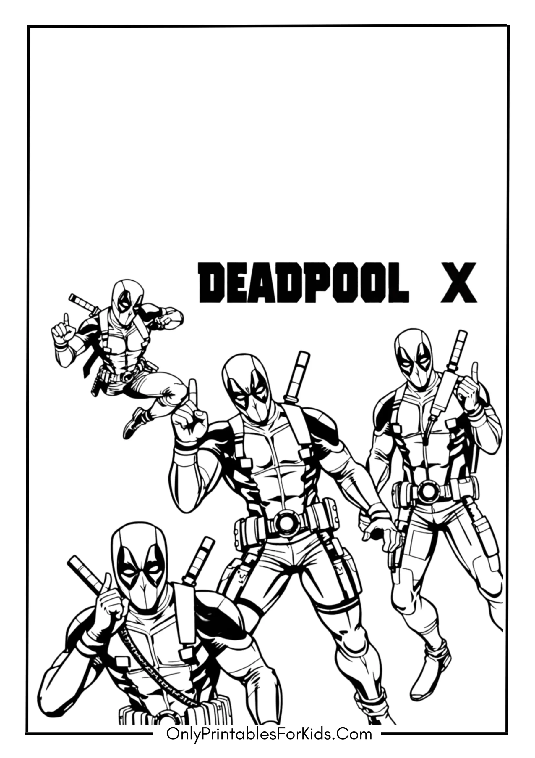 Deadpool and Deadpool-X Coloring Page
