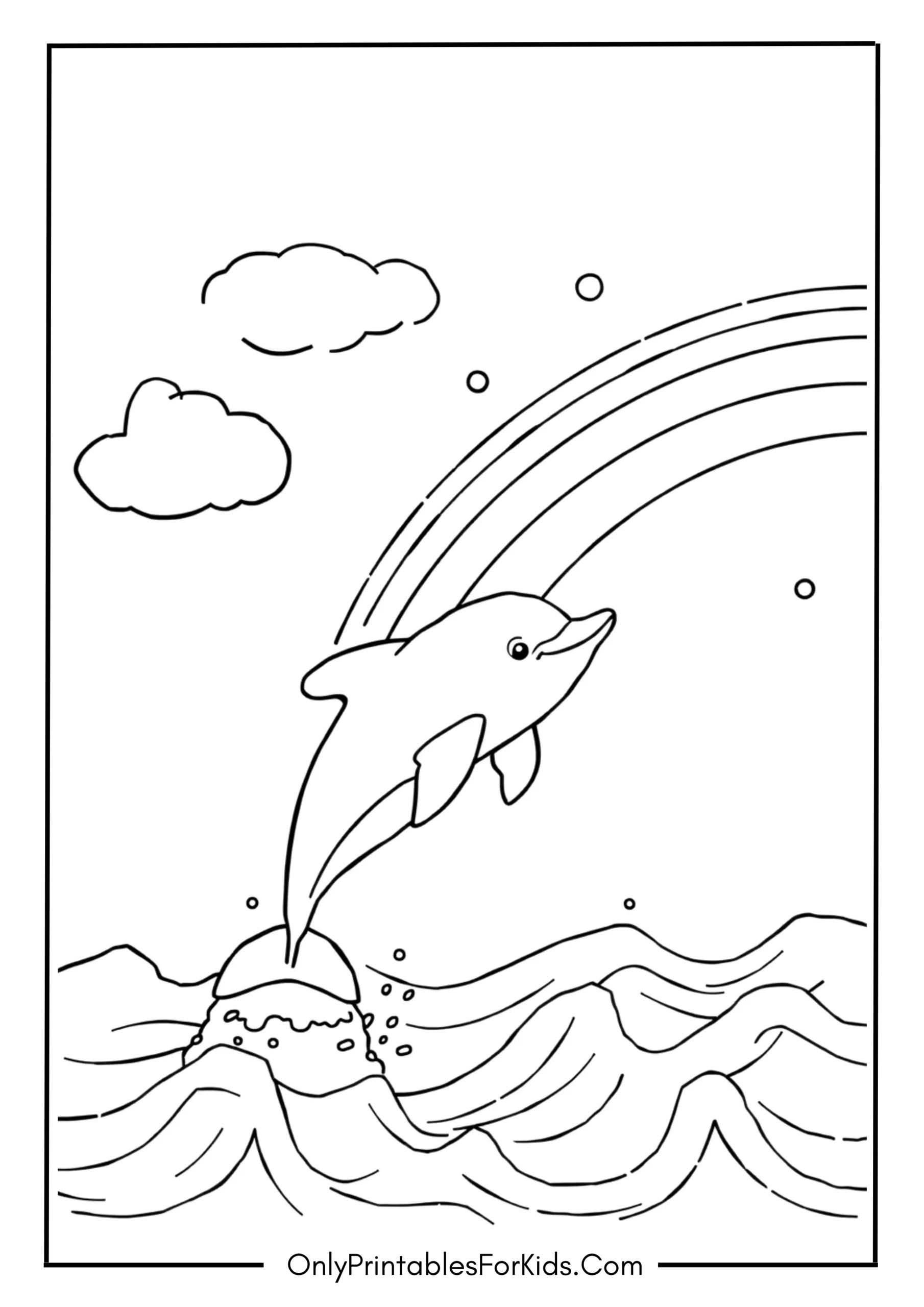 Dolphin Celebrating Under a Rainbow Sky
