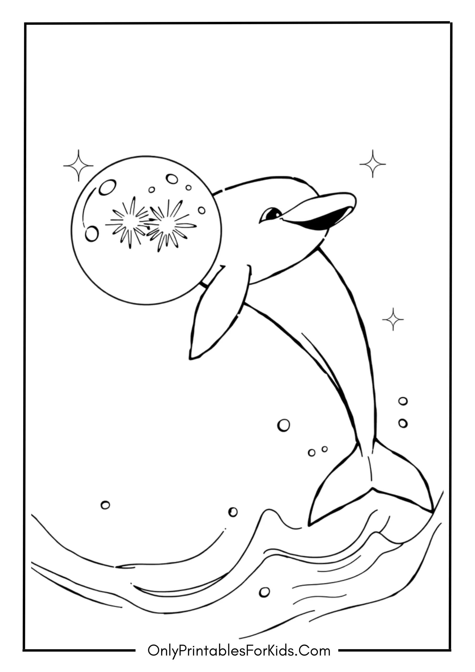 Dolphin Playing with a Sparkling Bubble