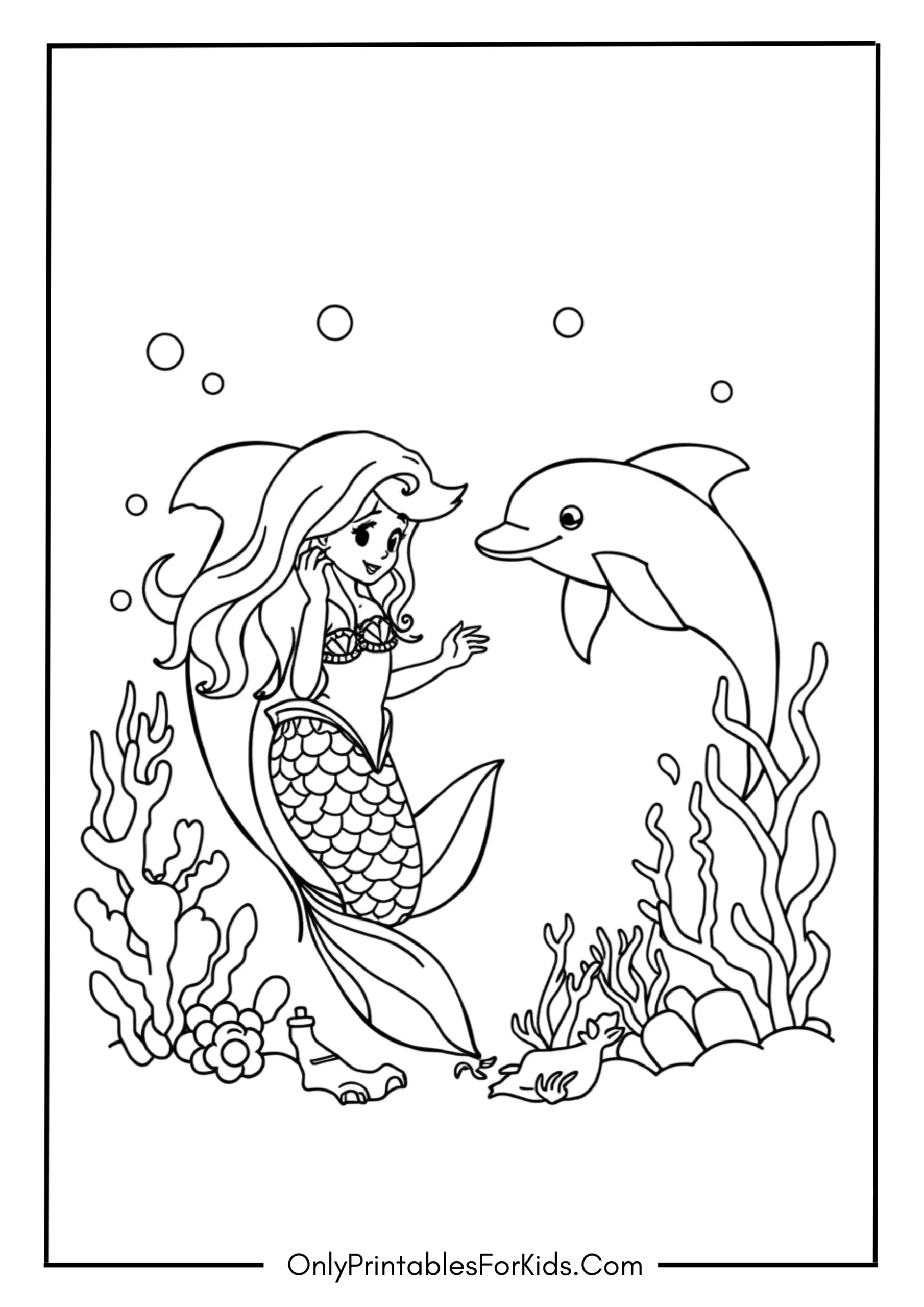 Dolphin and Mermaid Discovering Ocean Secrets