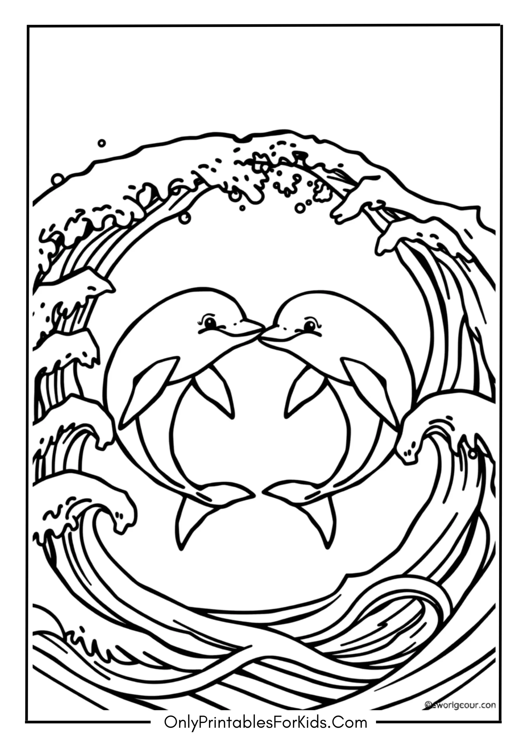 Dolphins Making a Heart in the Waves