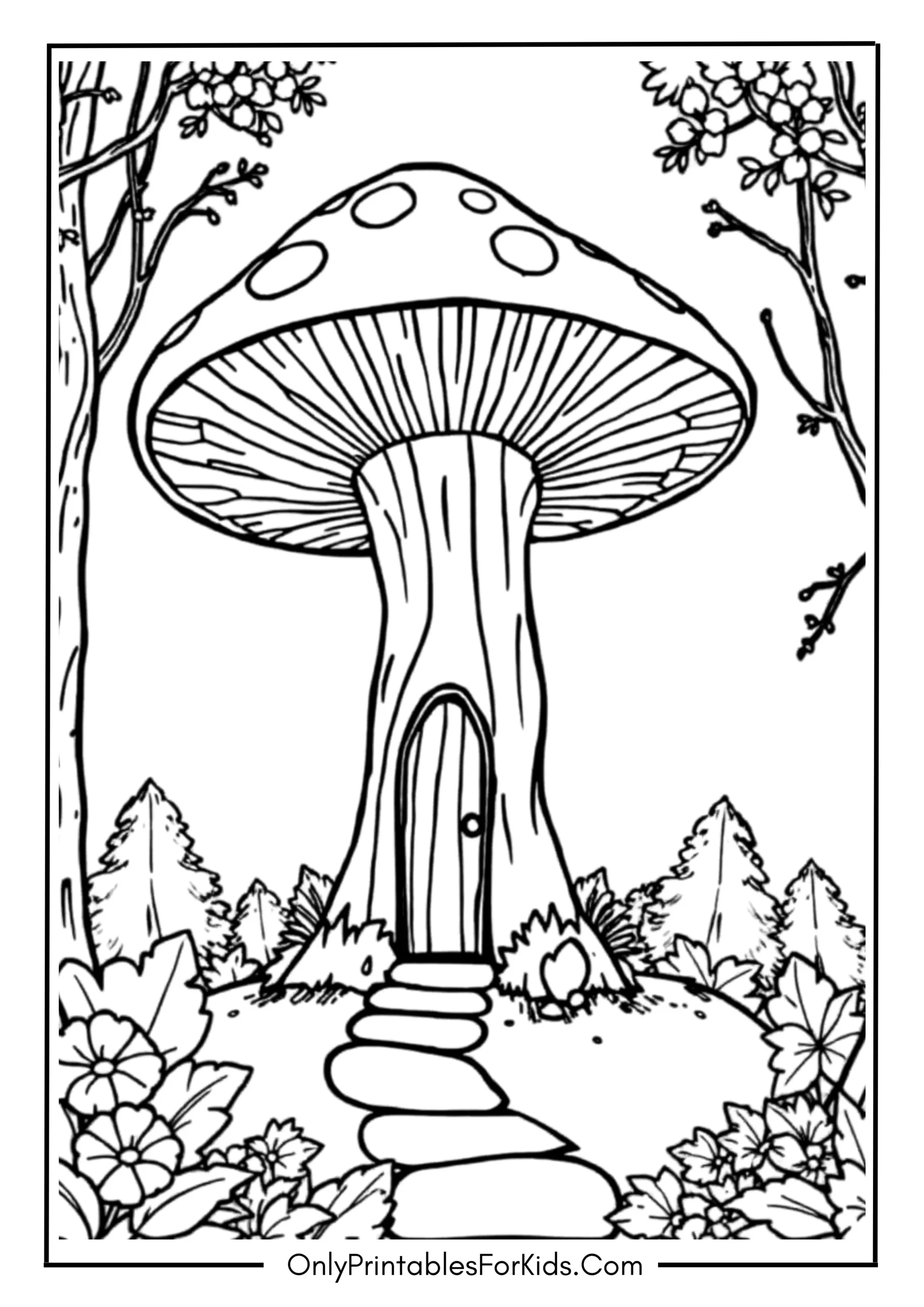 Fairy Mushroom House Coloring Page