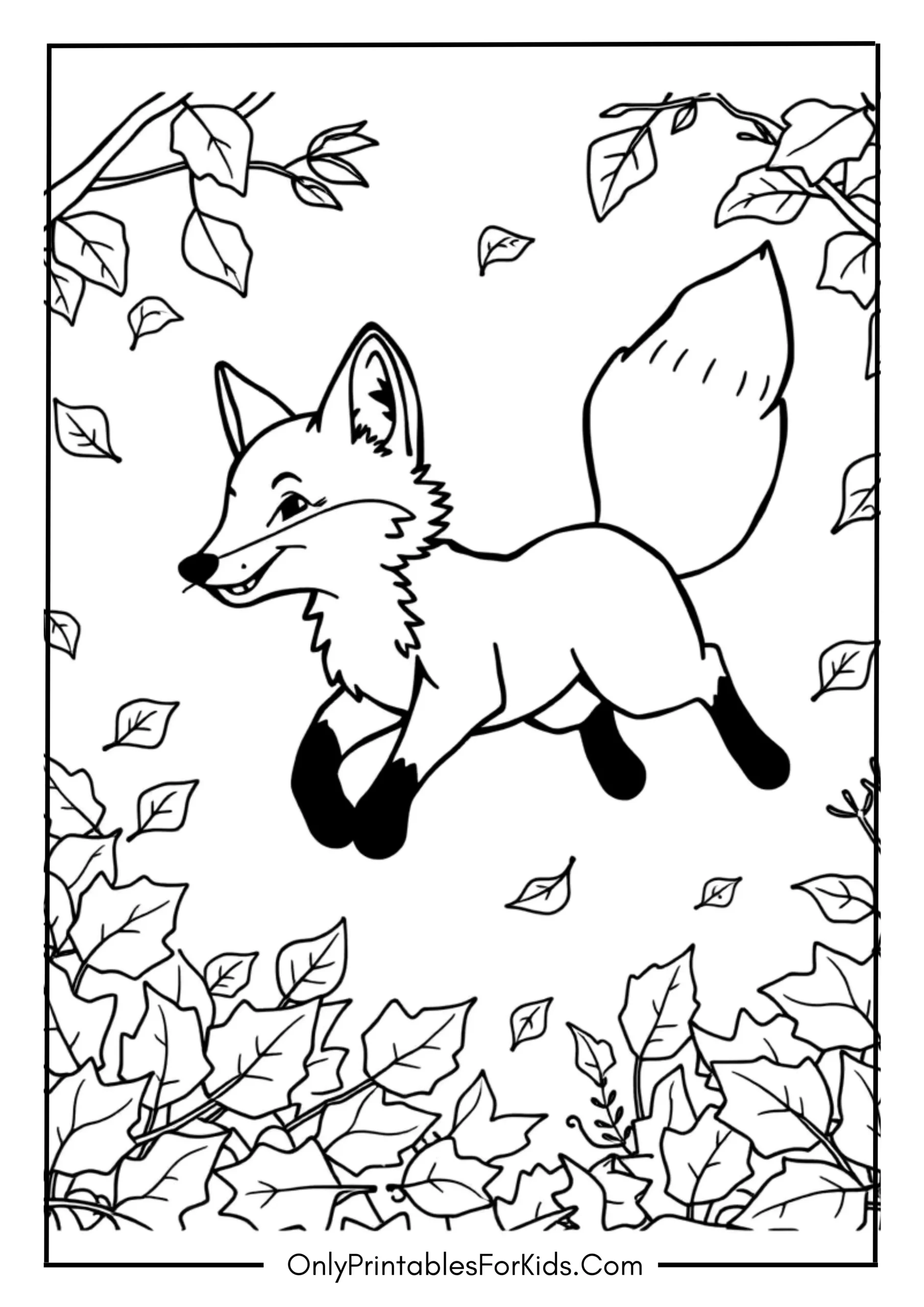 Fox Jumping Through the Fall Leaves