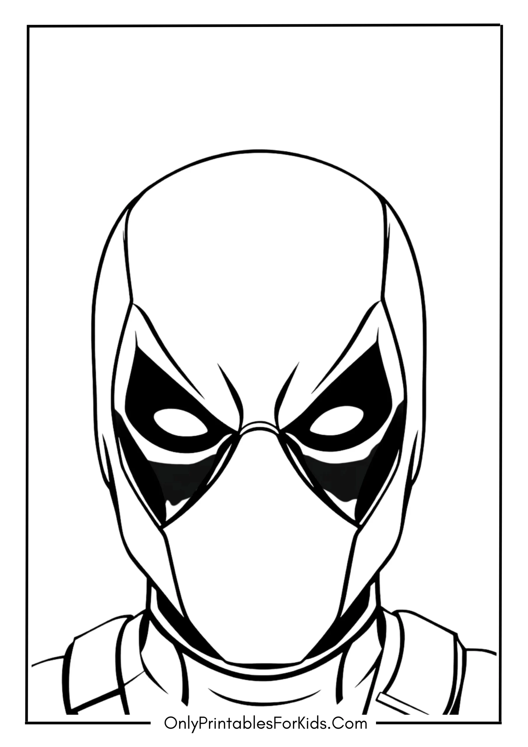Funny Deadpool Face Coloring Page