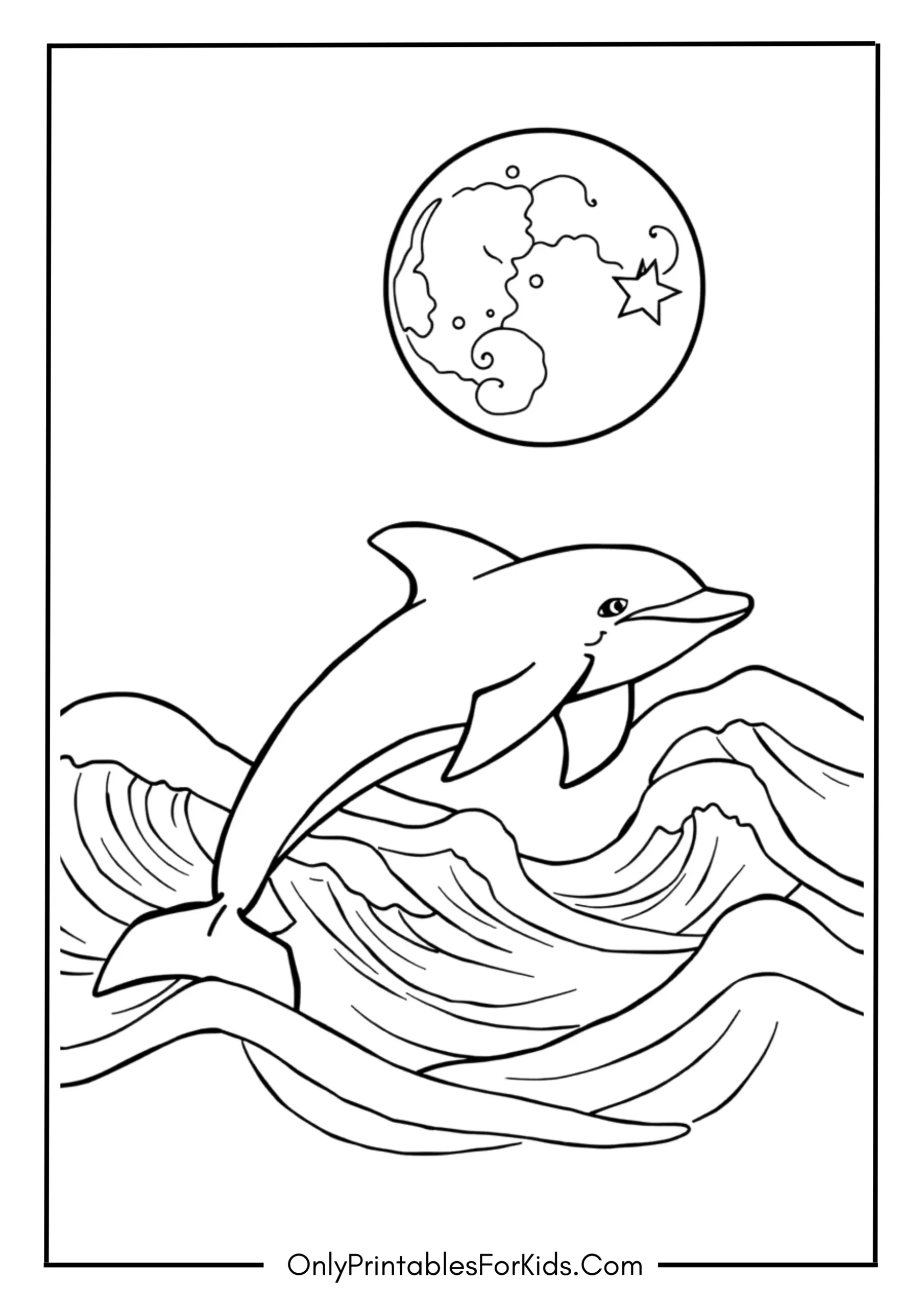 Graceful Dolphin Gliding Through Moonlit Waves