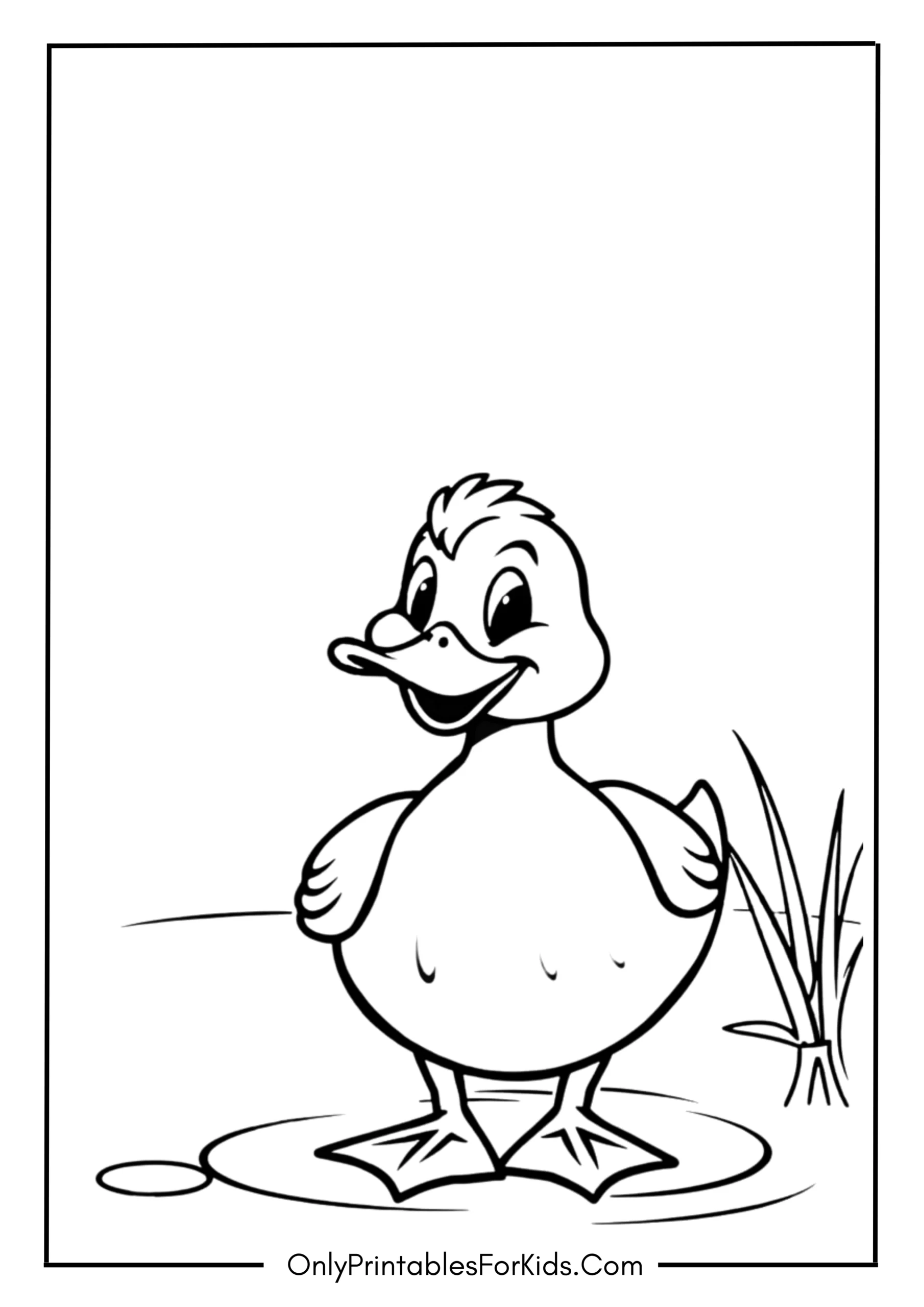 Happy Duck Coloring Page