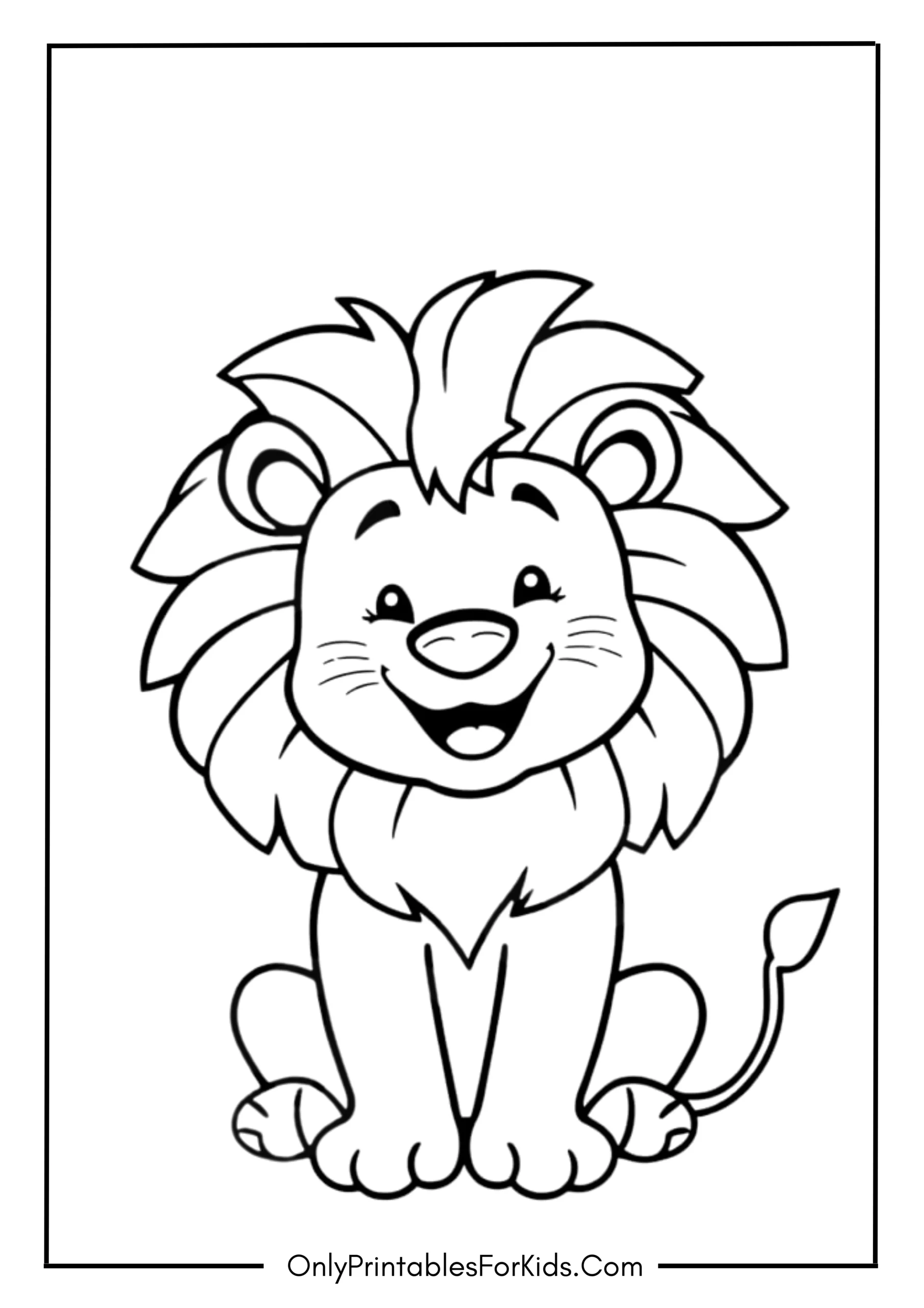 Happy Lion Coloring Page
