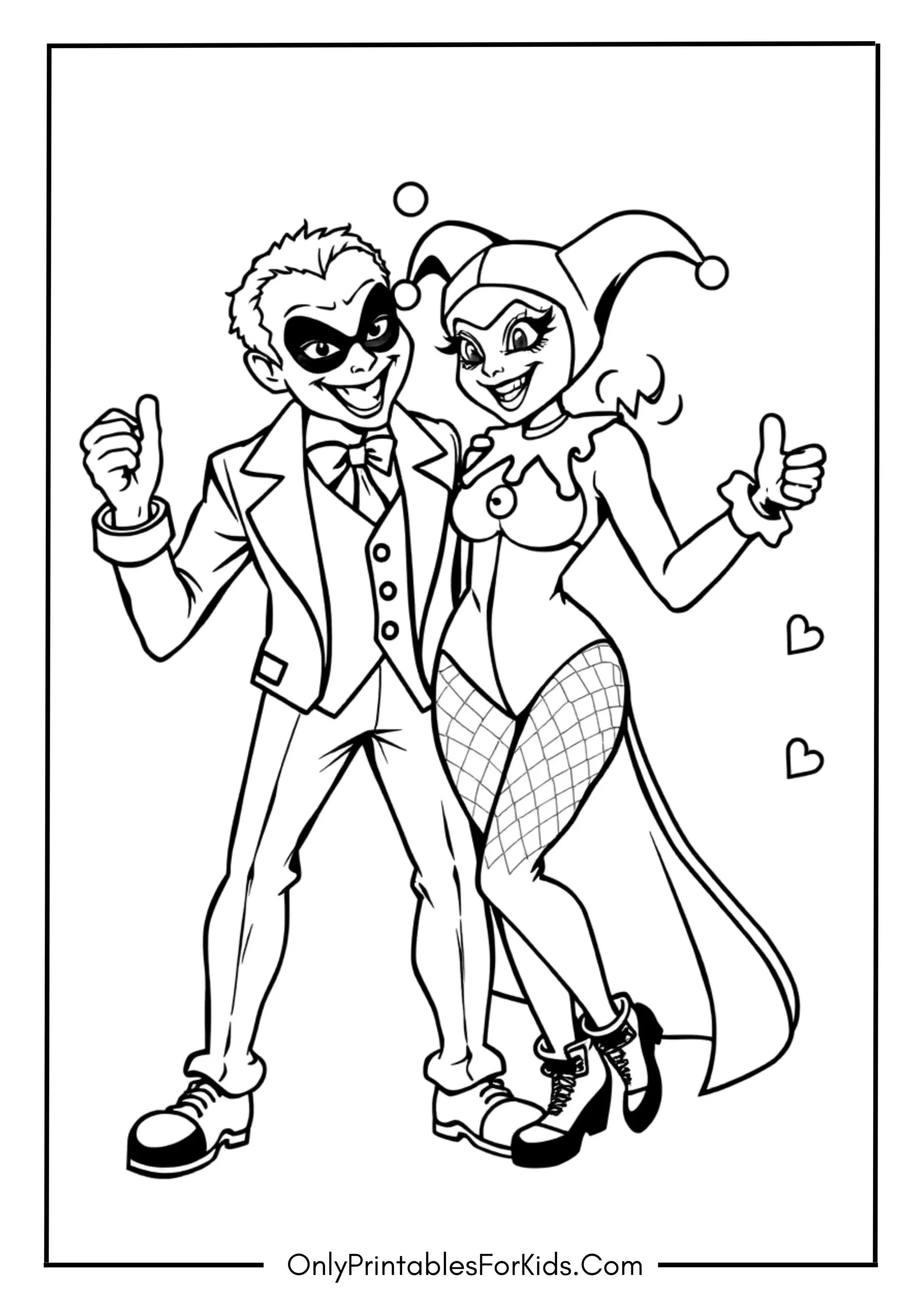 Harley Quinn and Joker Coloring Page