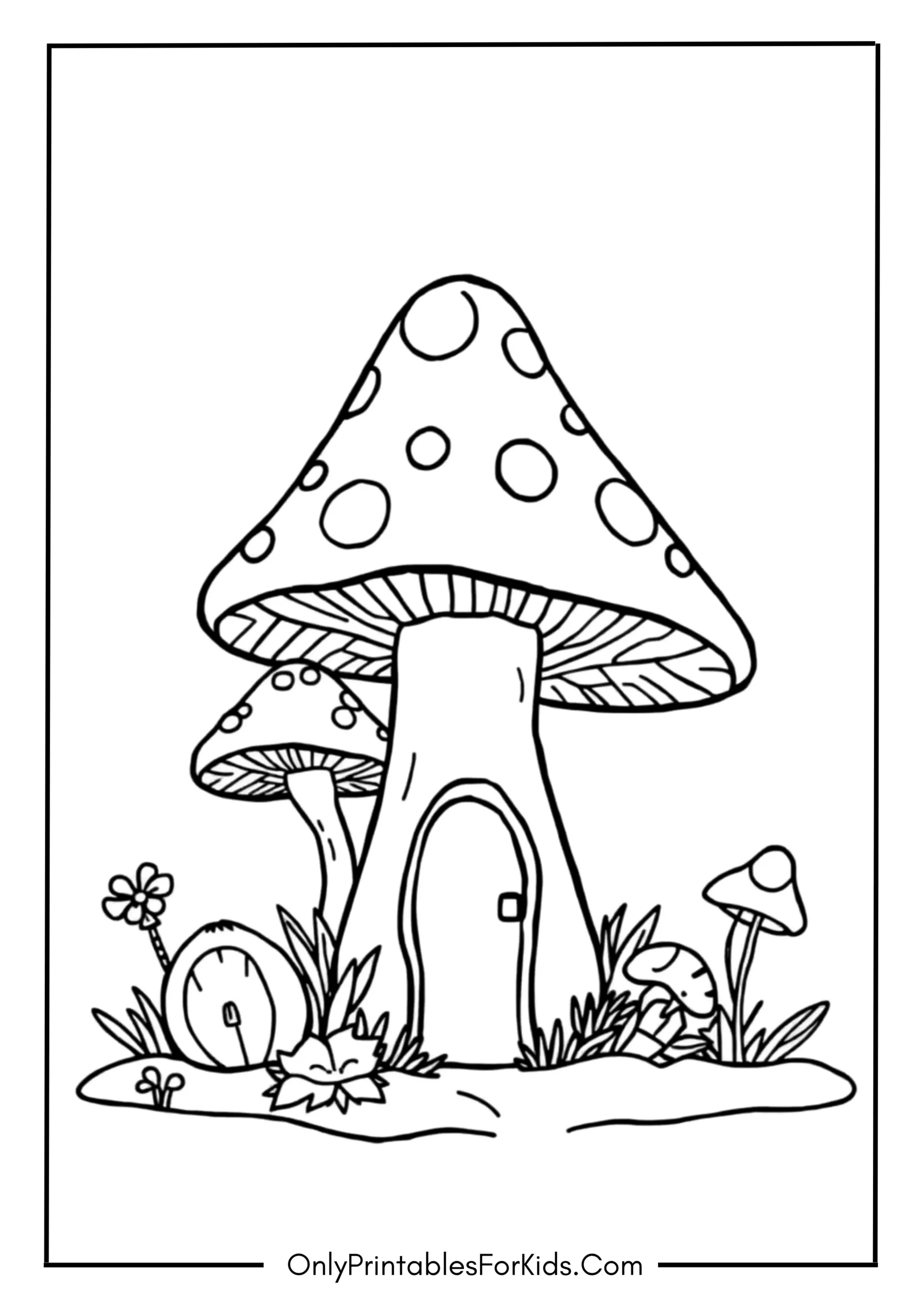 Hippie Mushroom Coloring Page