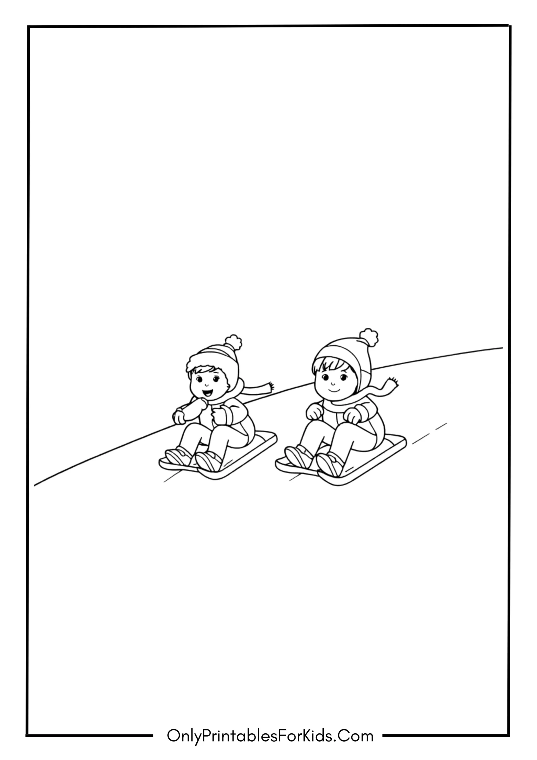 Kids Sledding Down a Hill