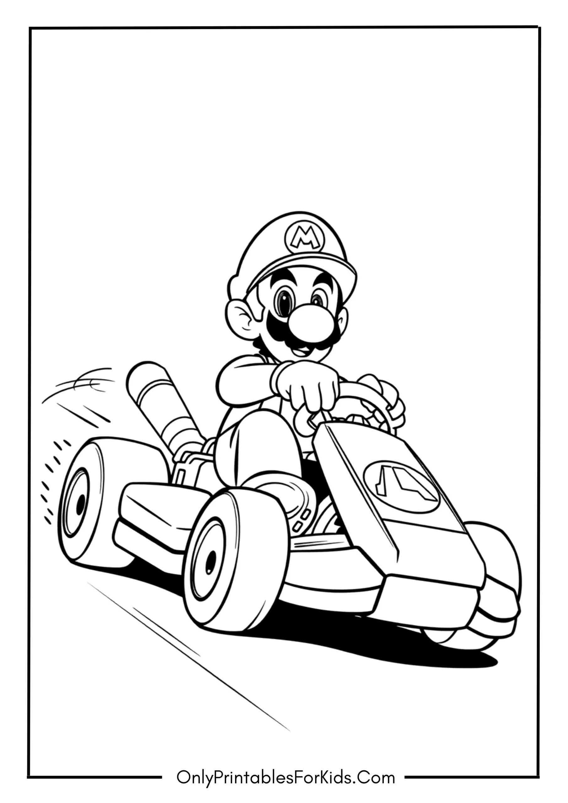 Luigi From Mario Kart Coloring Page