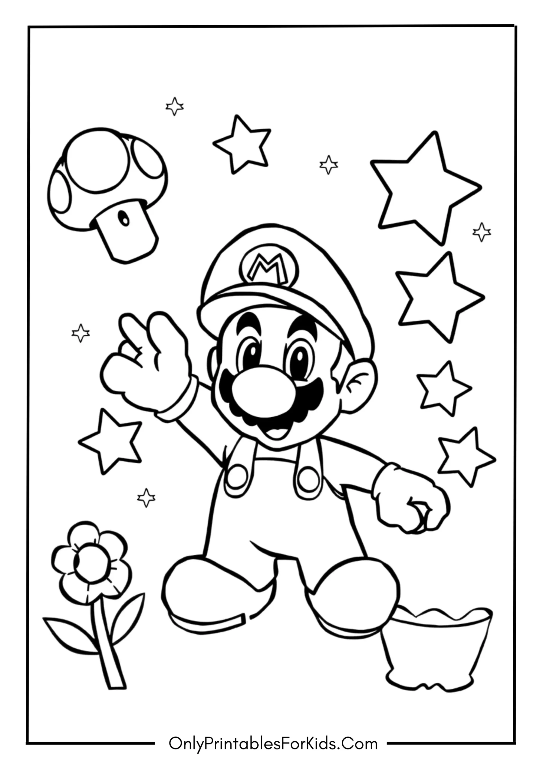 Mario Power Ups Coloring Page