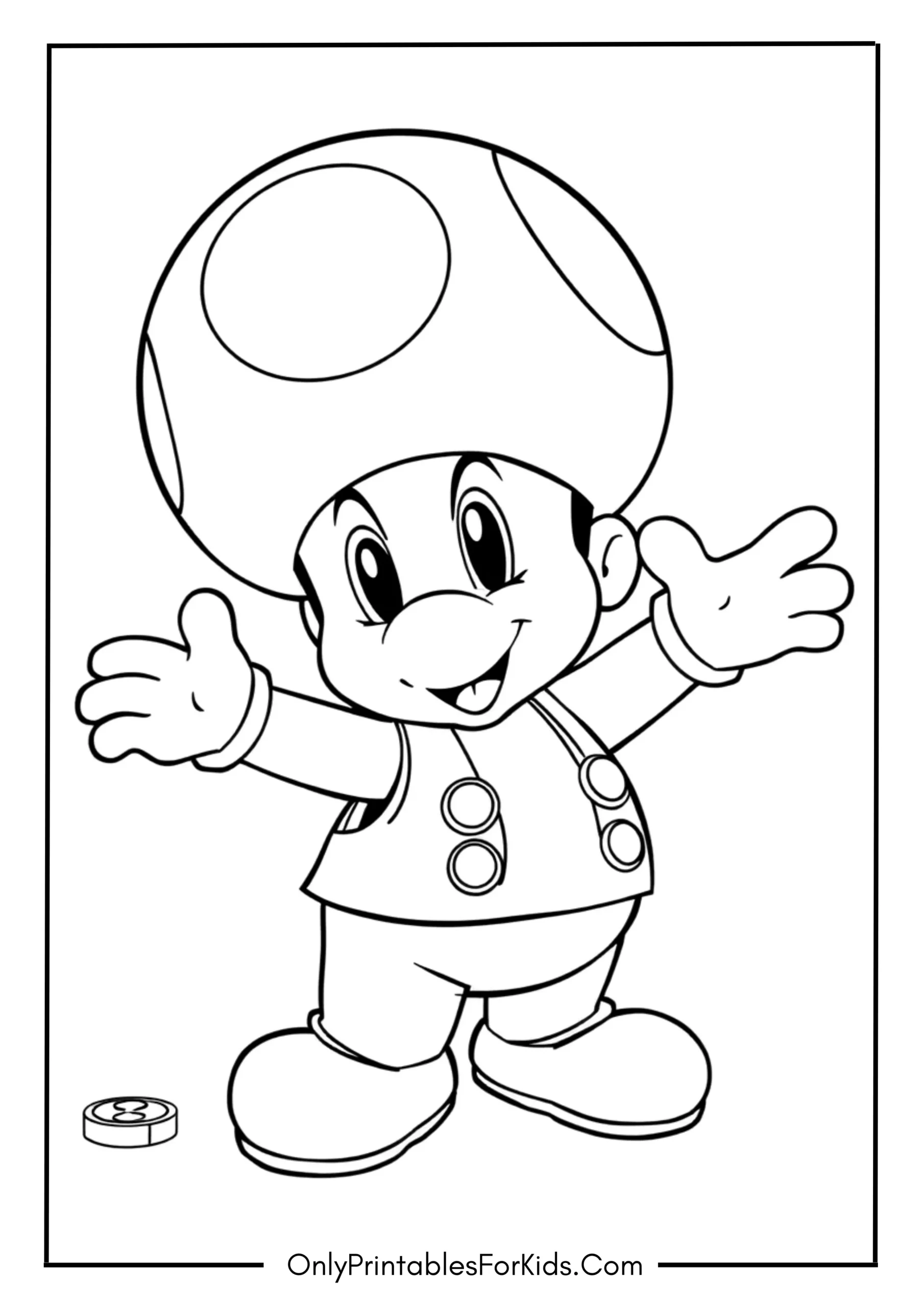Mario Toad Coloring Page