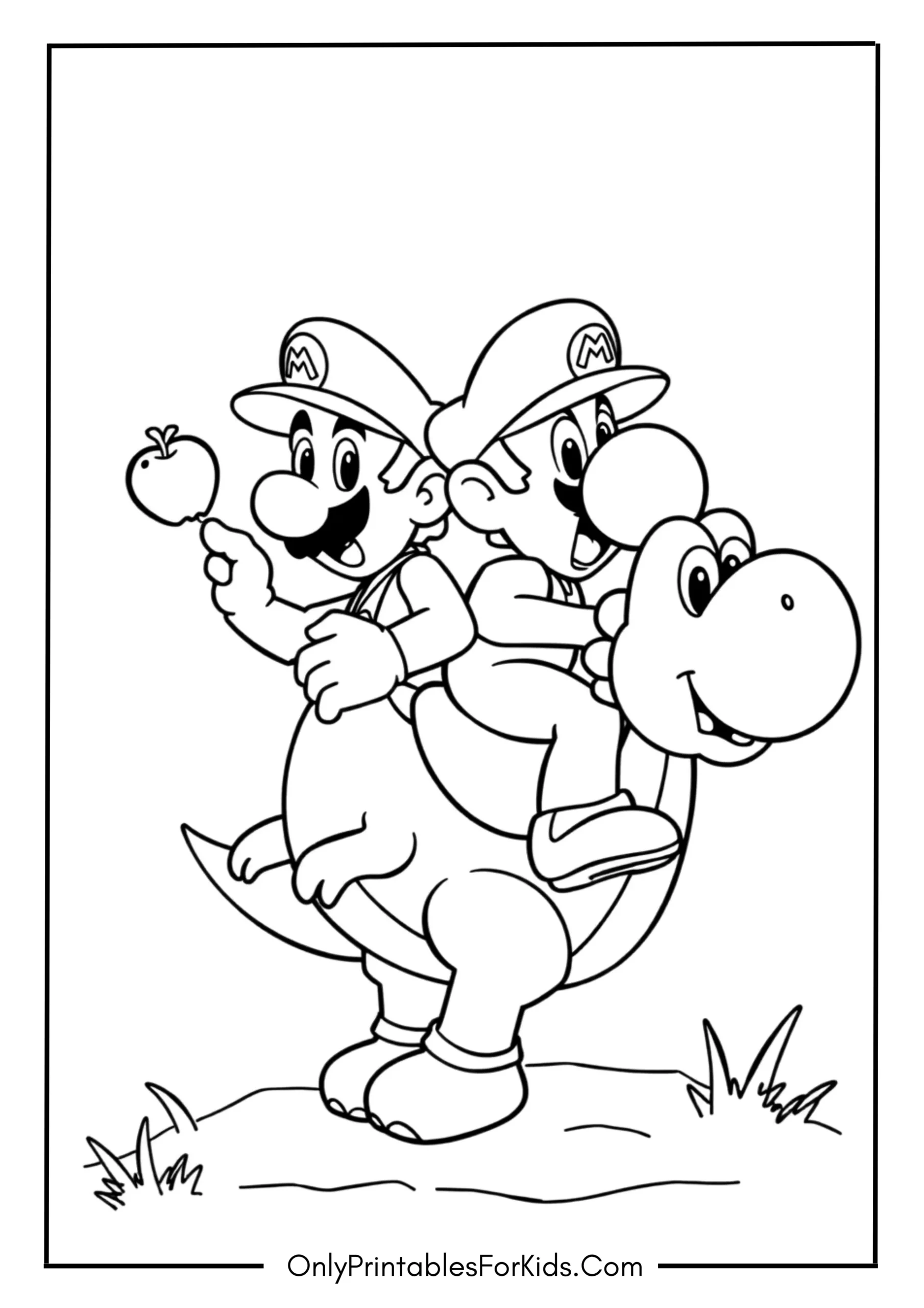 Mario Yoshi Coloring Page