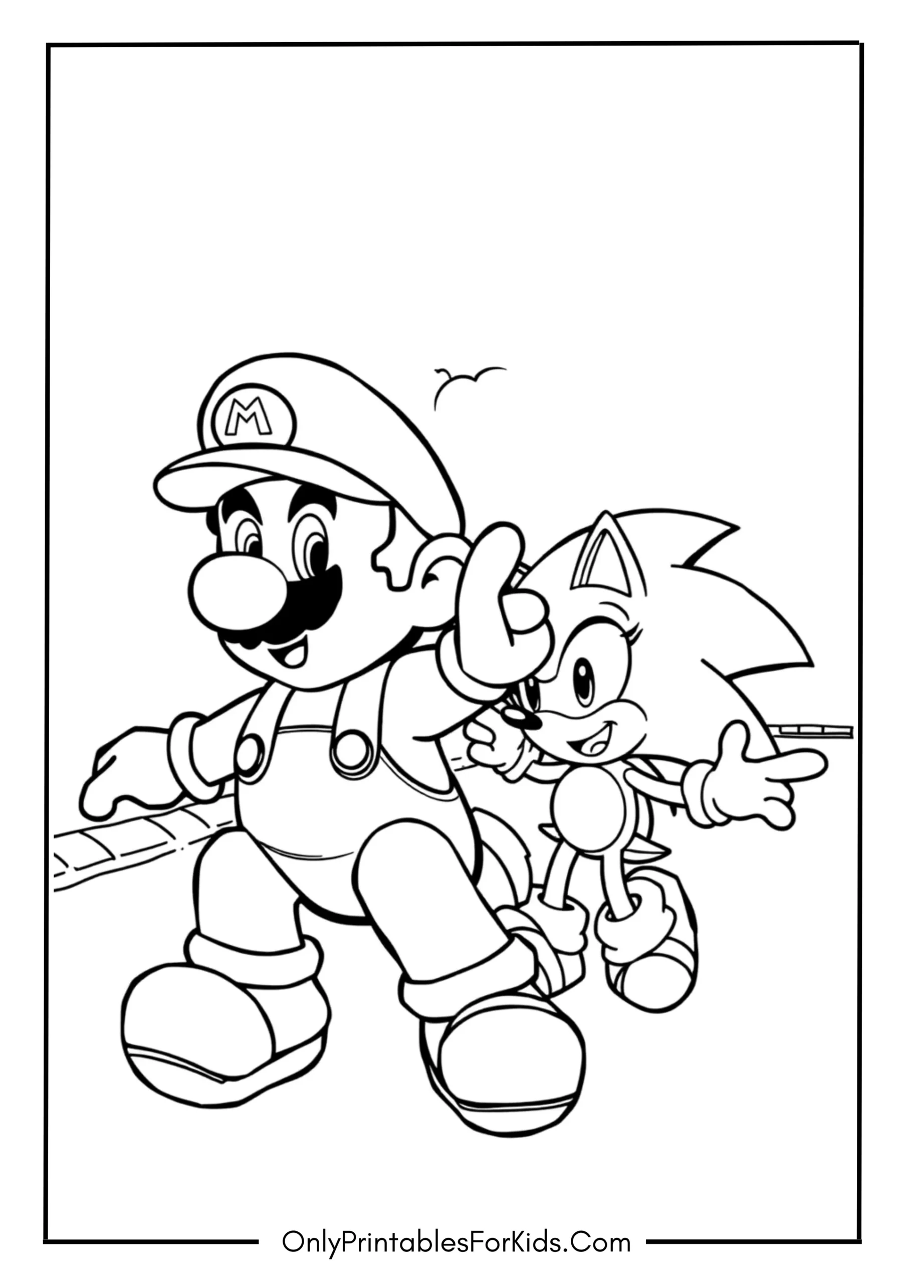 Mario and Sonic Coloring Page