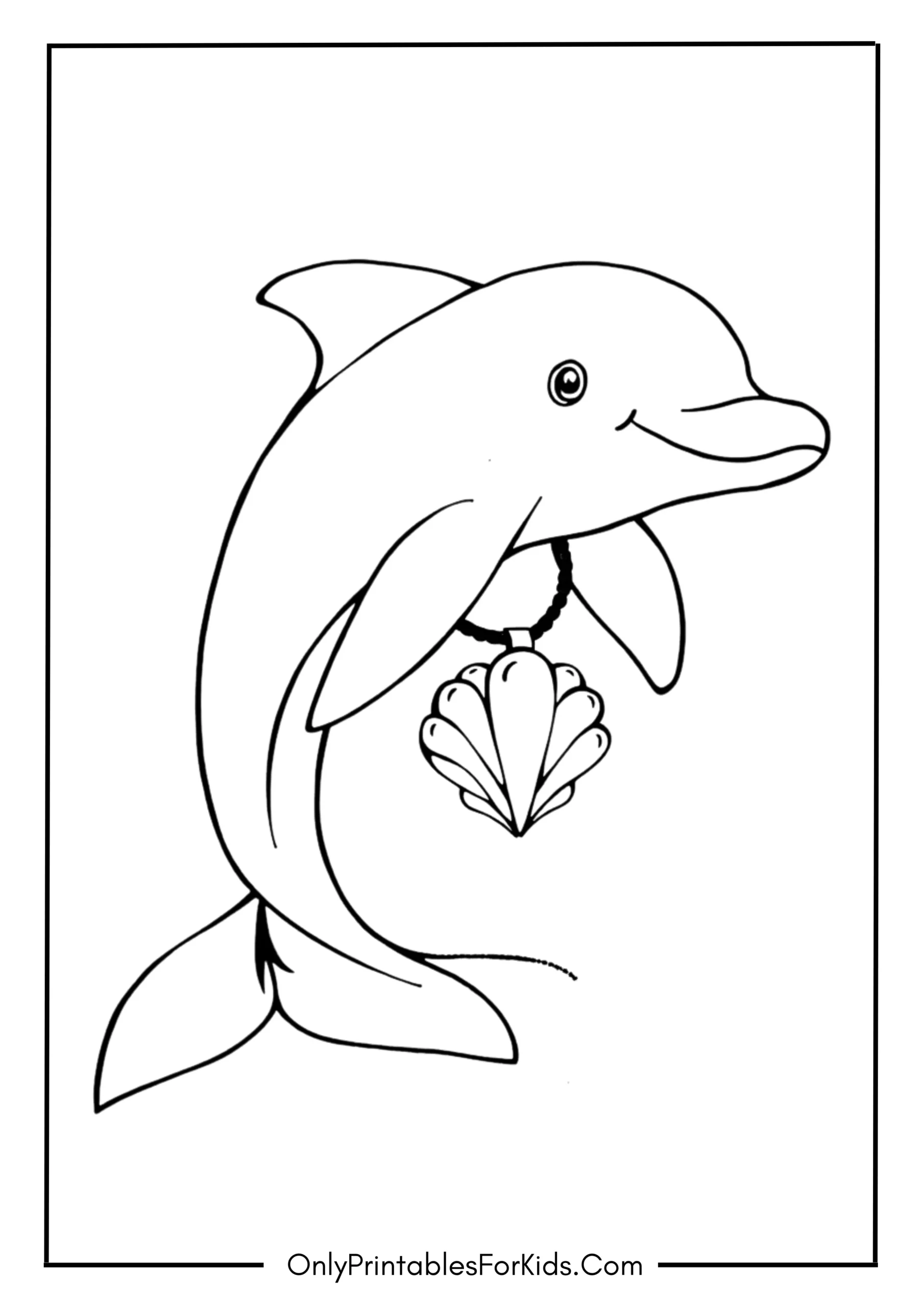 Mermaid Dolphin with Sparkling Seashell Necklace