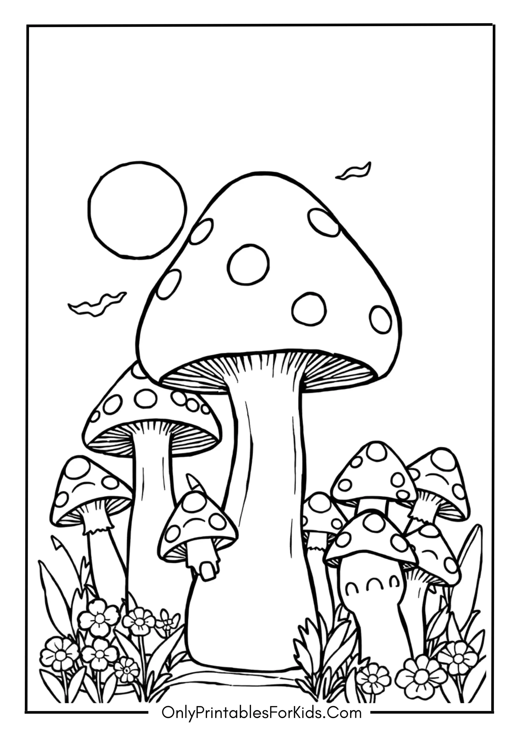 Mushroom City Coloring Page