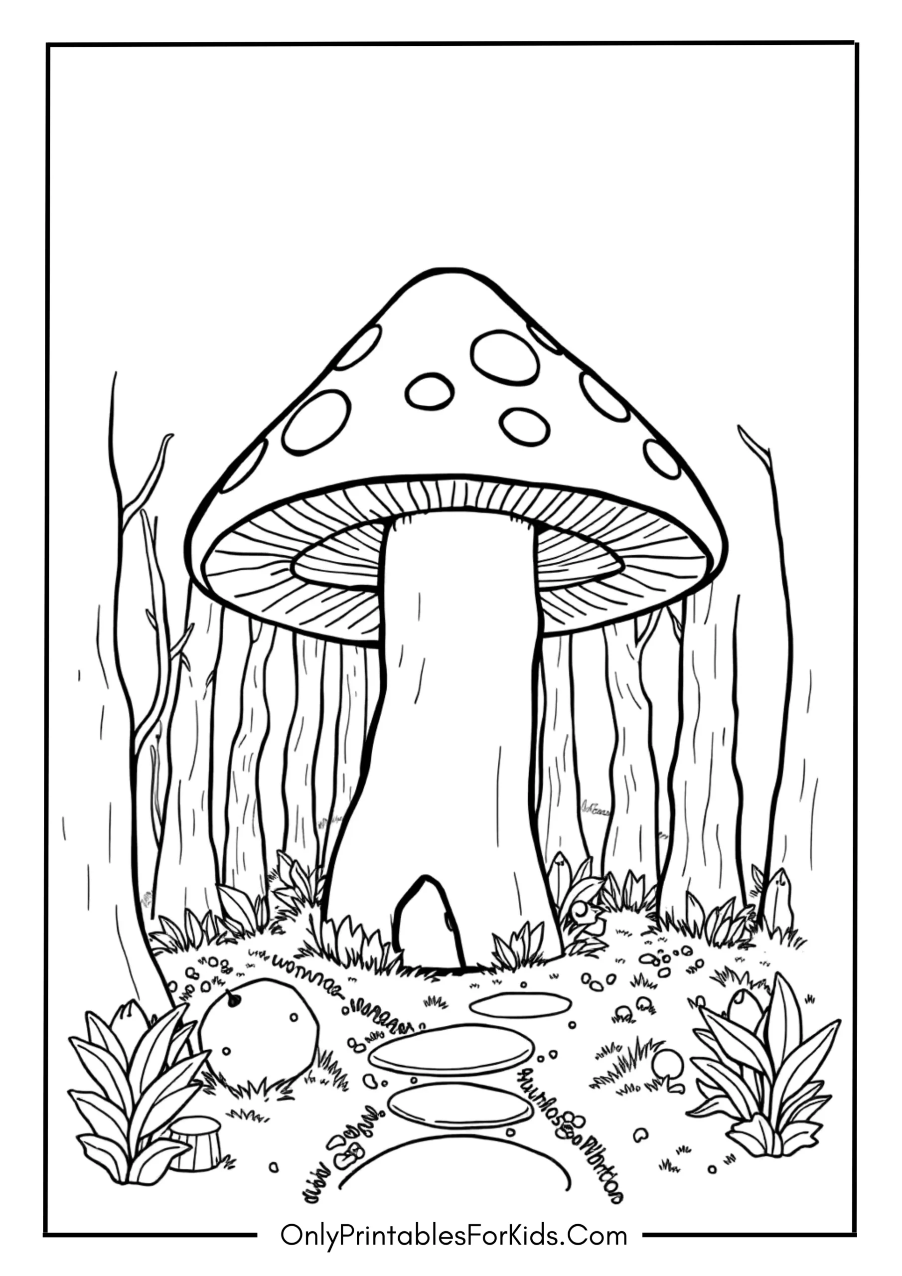 Mushroom House Coloring Page
