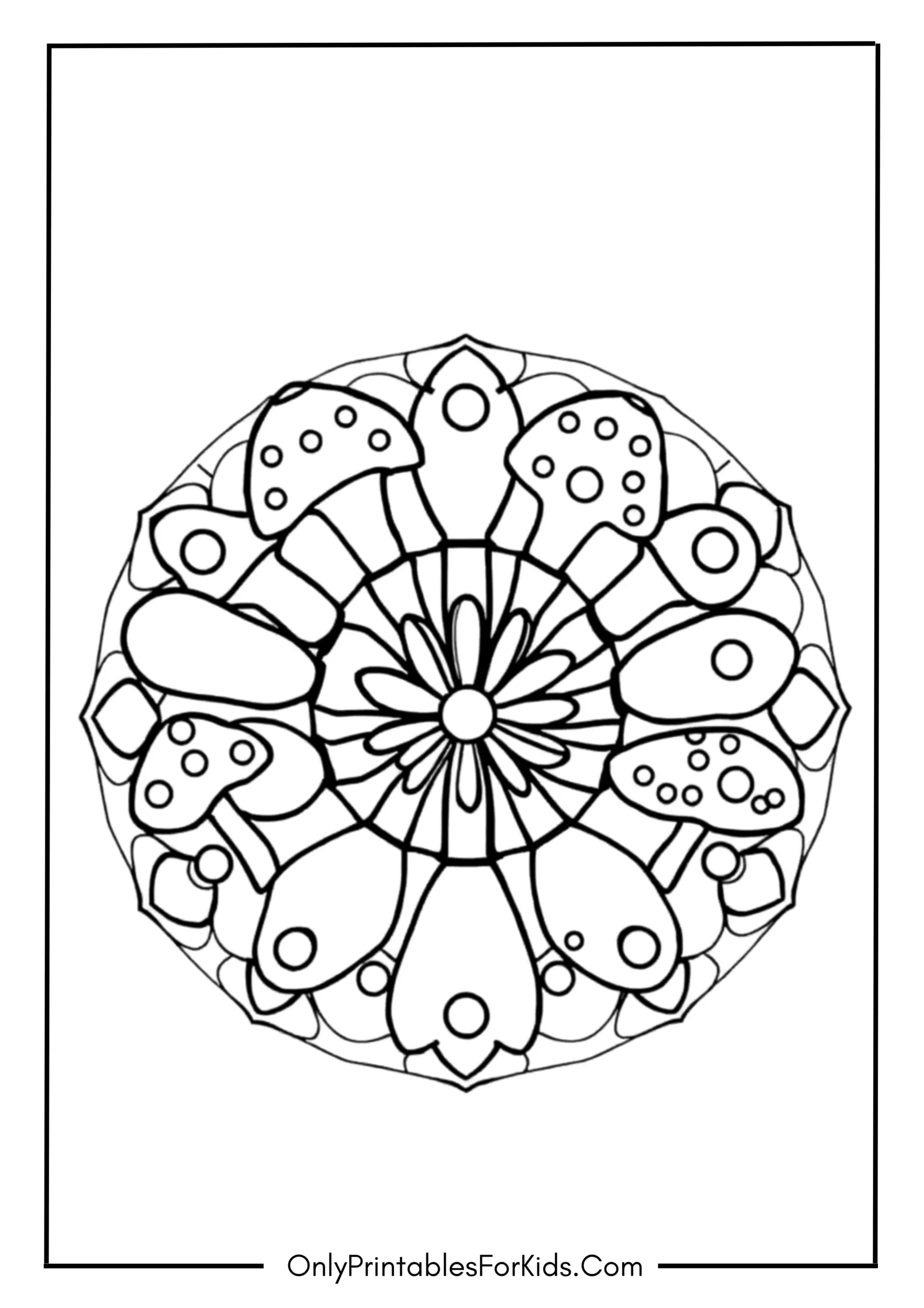 Mushroom Mandala Coloring Page