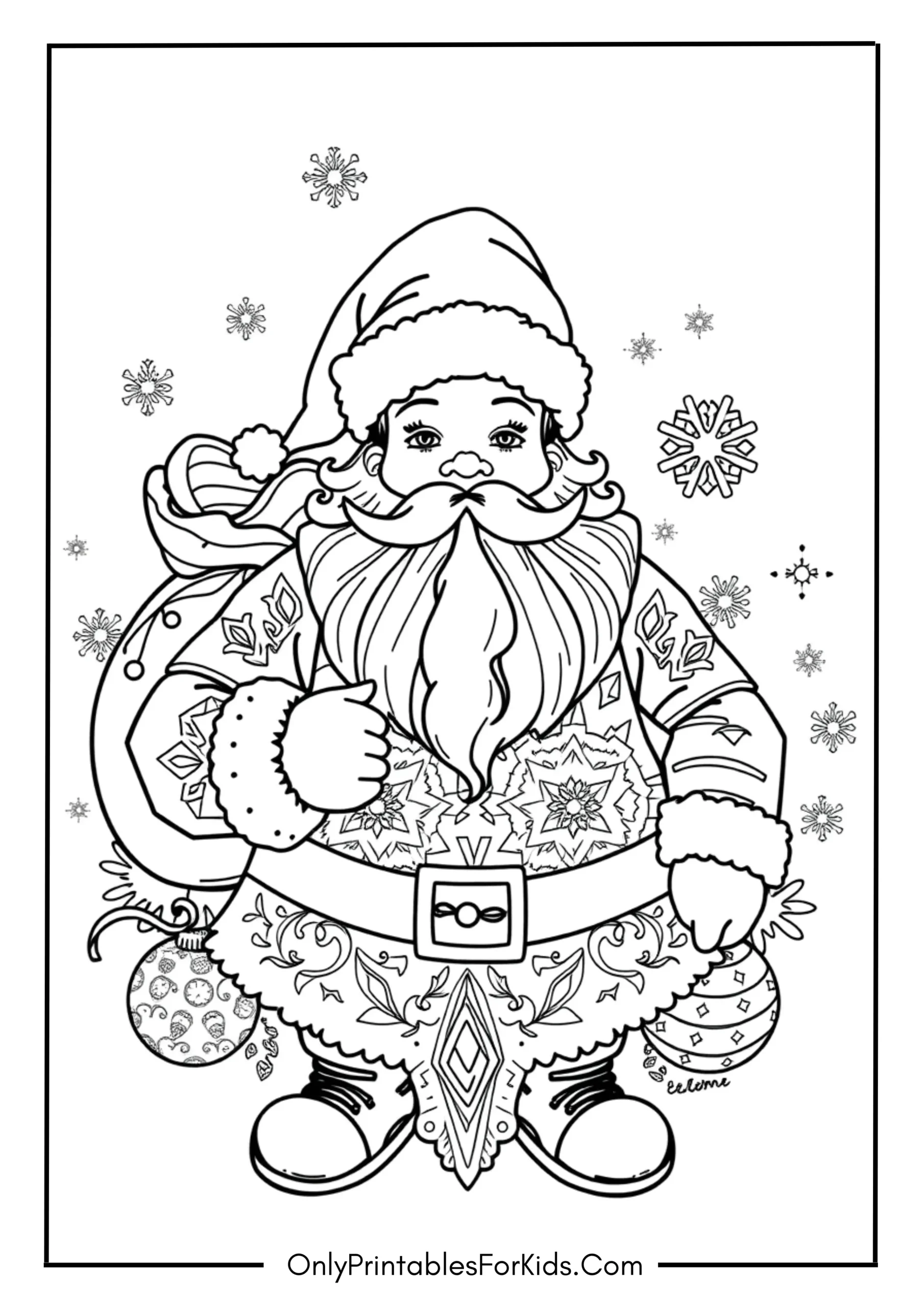 Ornate Santa Mandala Coloring Page
