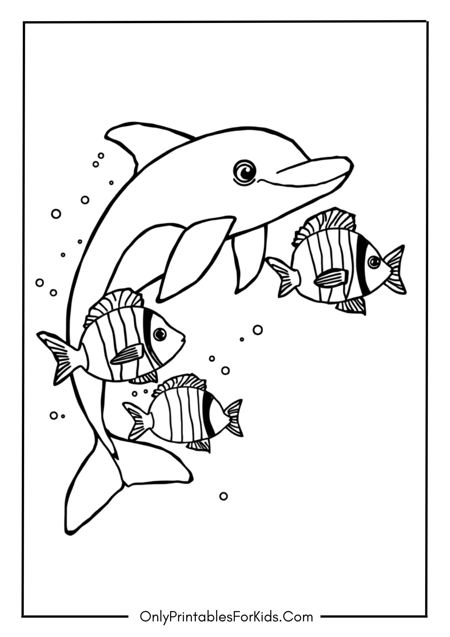 Playful Dolphin Splashing with Rainbow Fish