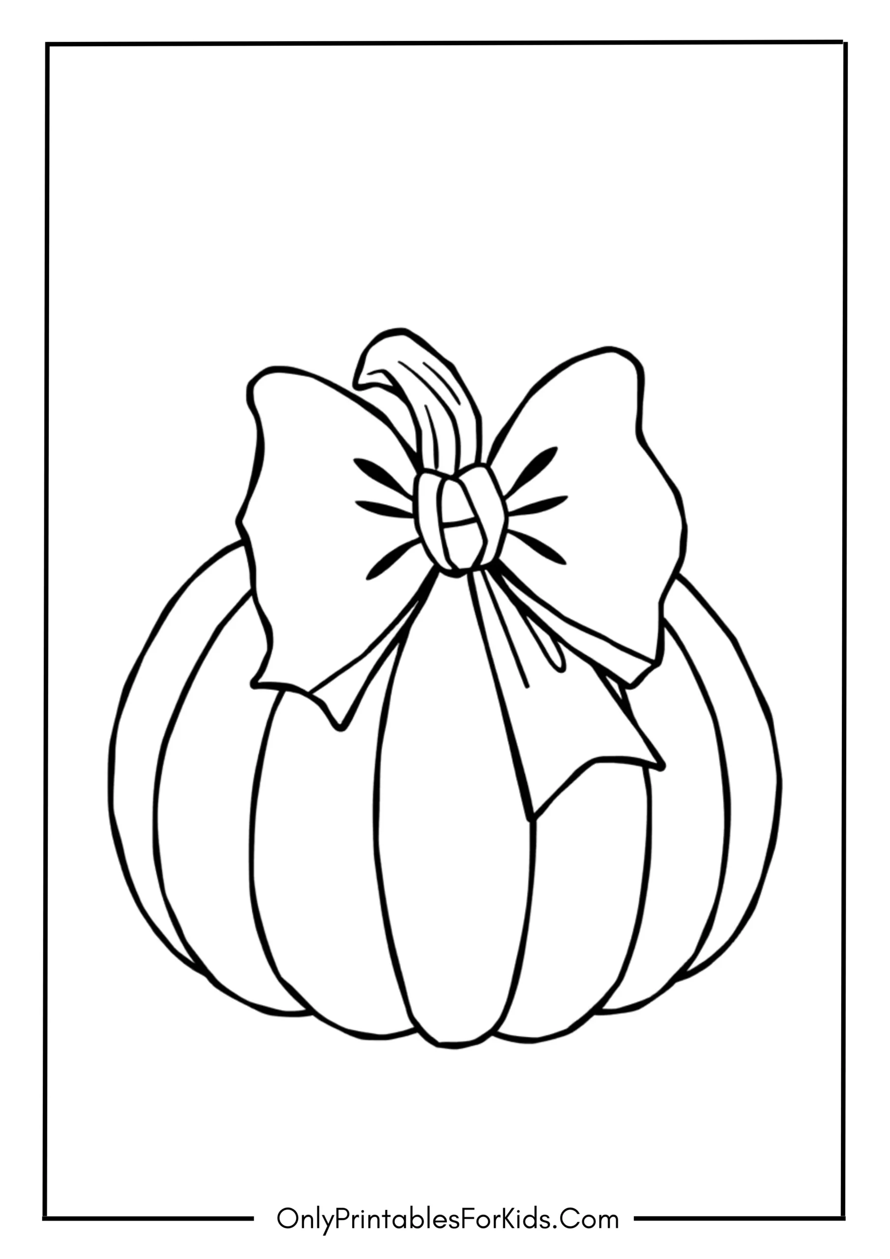 Pumpkin with Bow Coloring Sheet