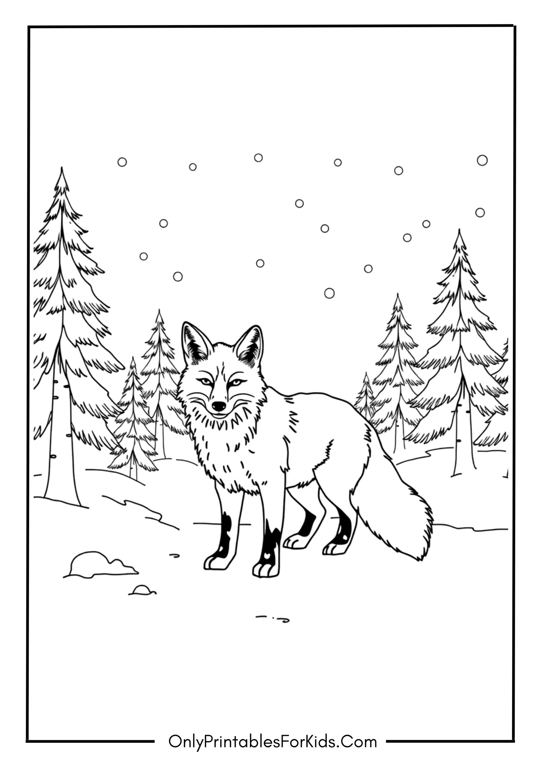 Realistic Fox in a Snowy Forest