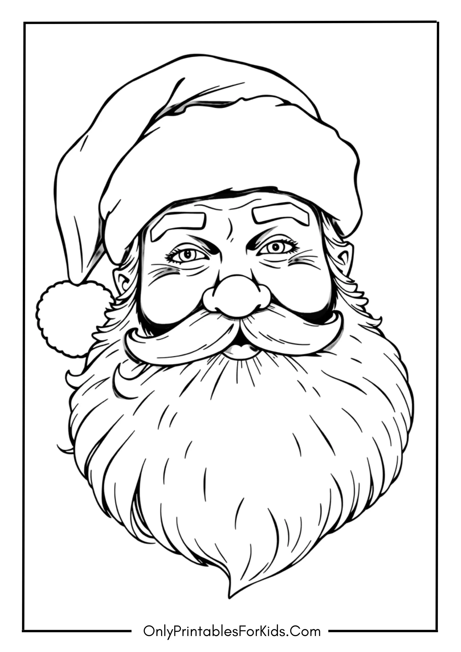 Realistic Santa Portrait Coloring Page