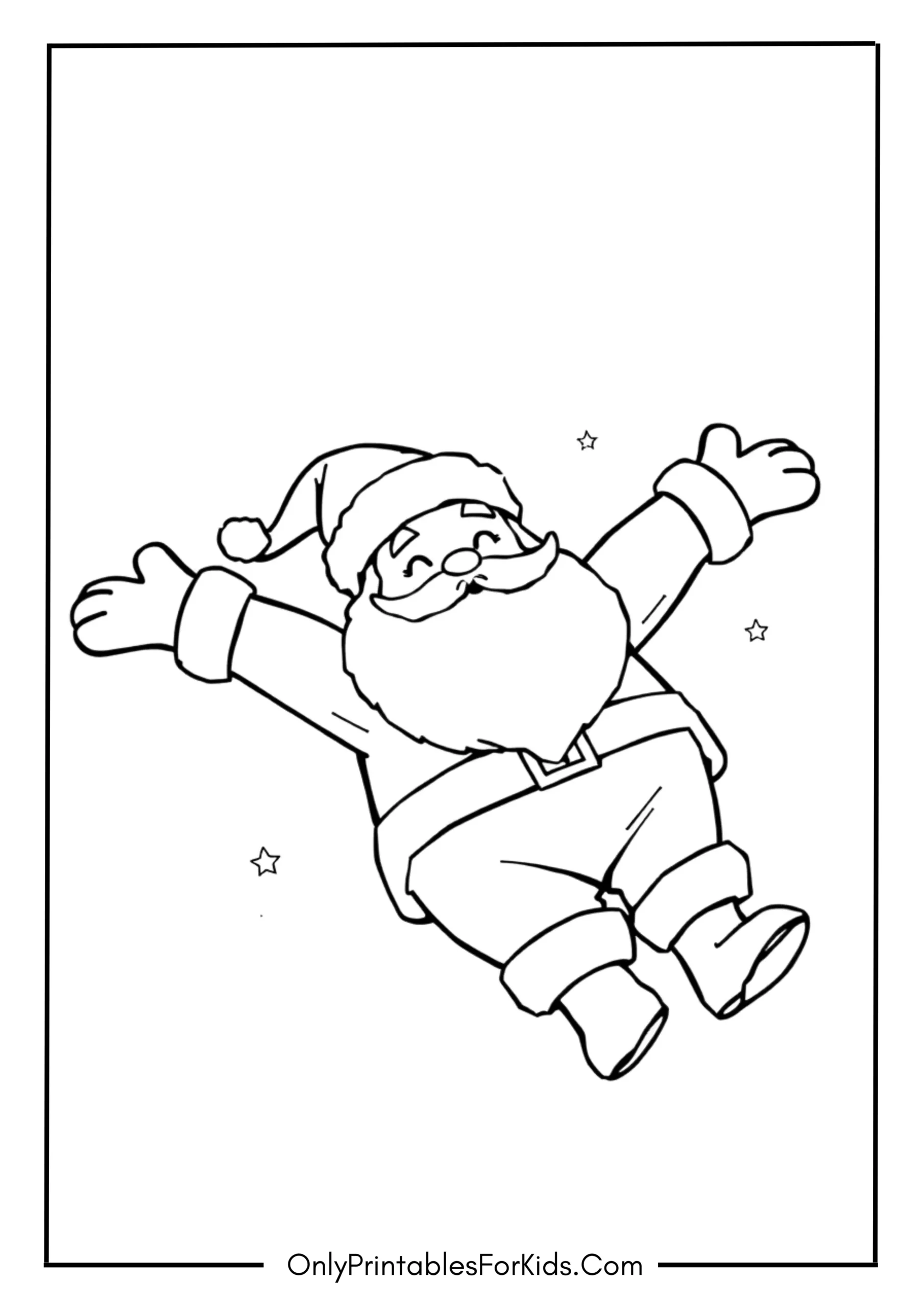 Santa Making a Snow Angel Coloring Page