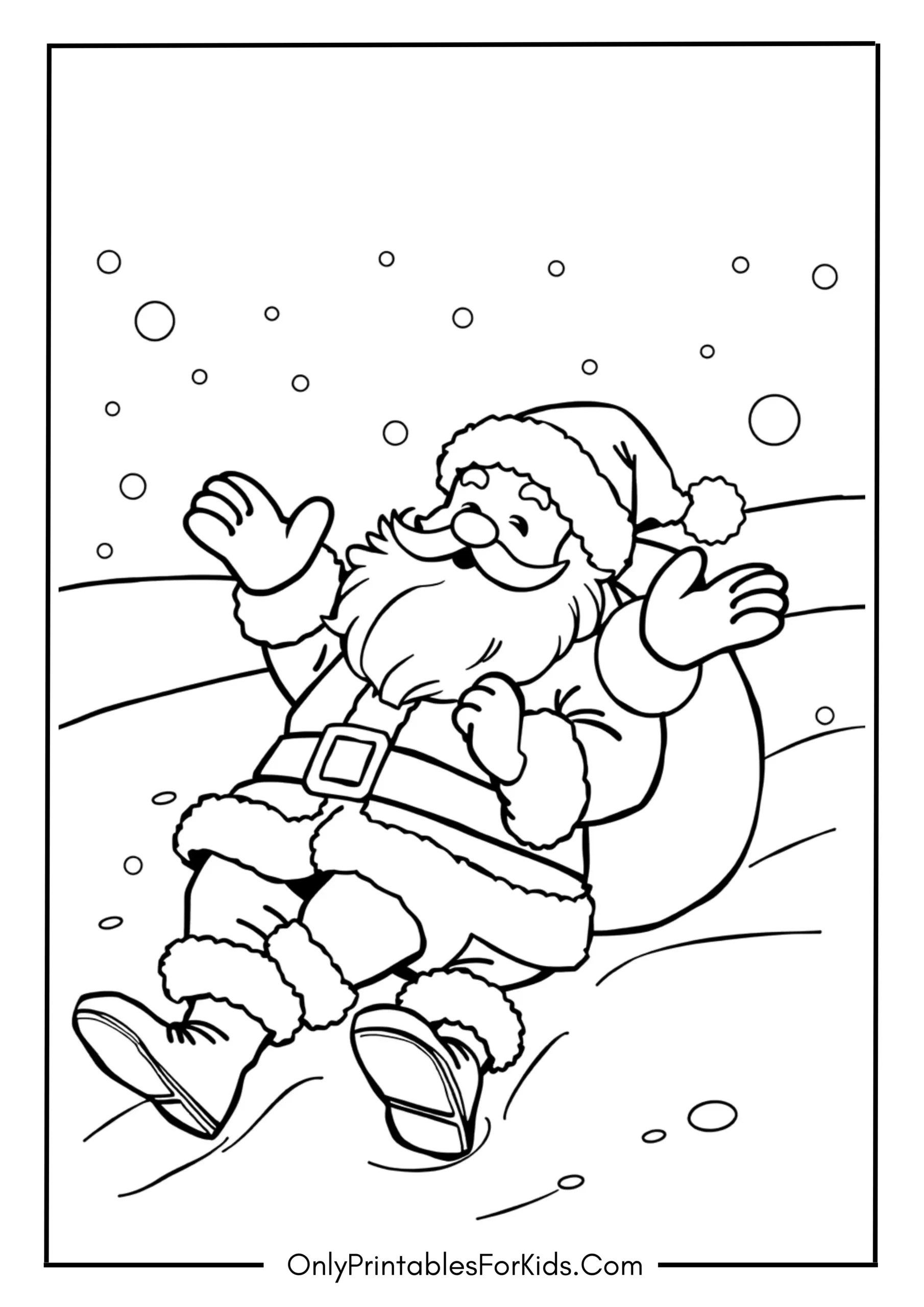 Santa Slipping on Snow Coloring Page
