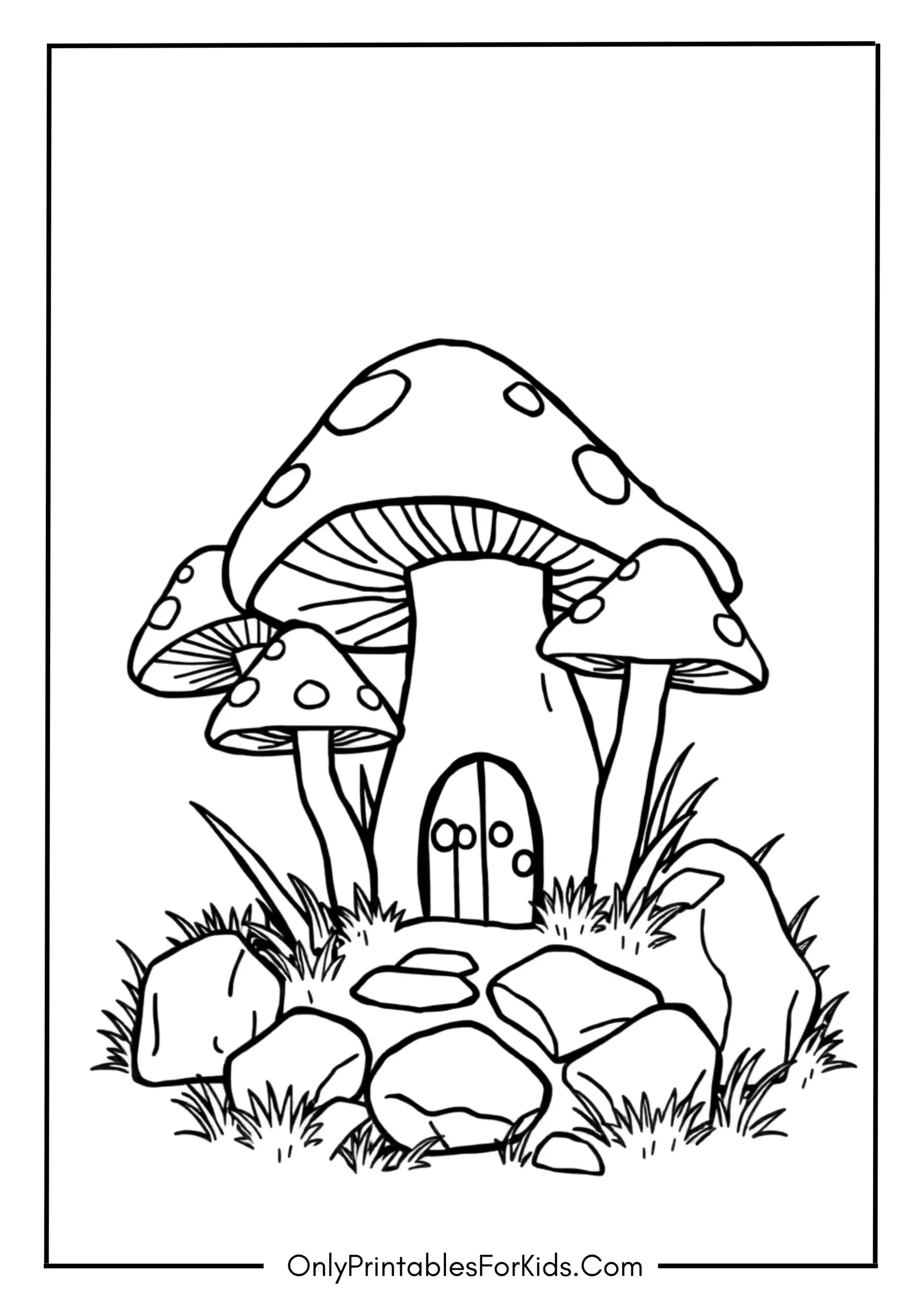 Simple Mushroom House Coloring Page