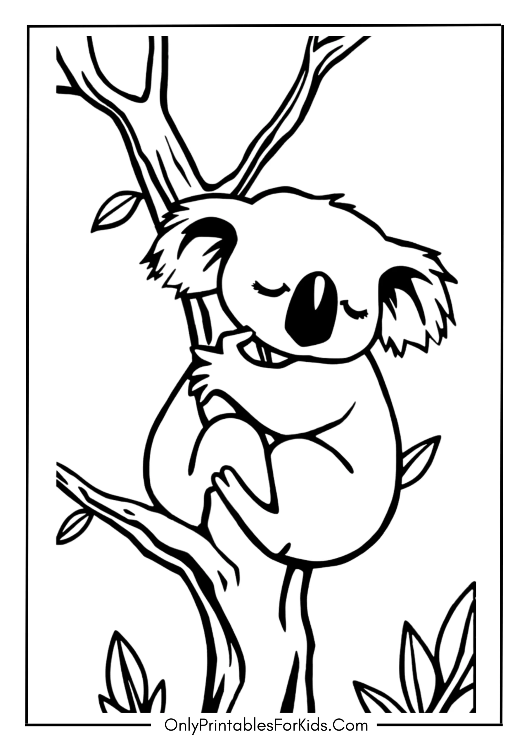 Sleepy Koala Coloring Page