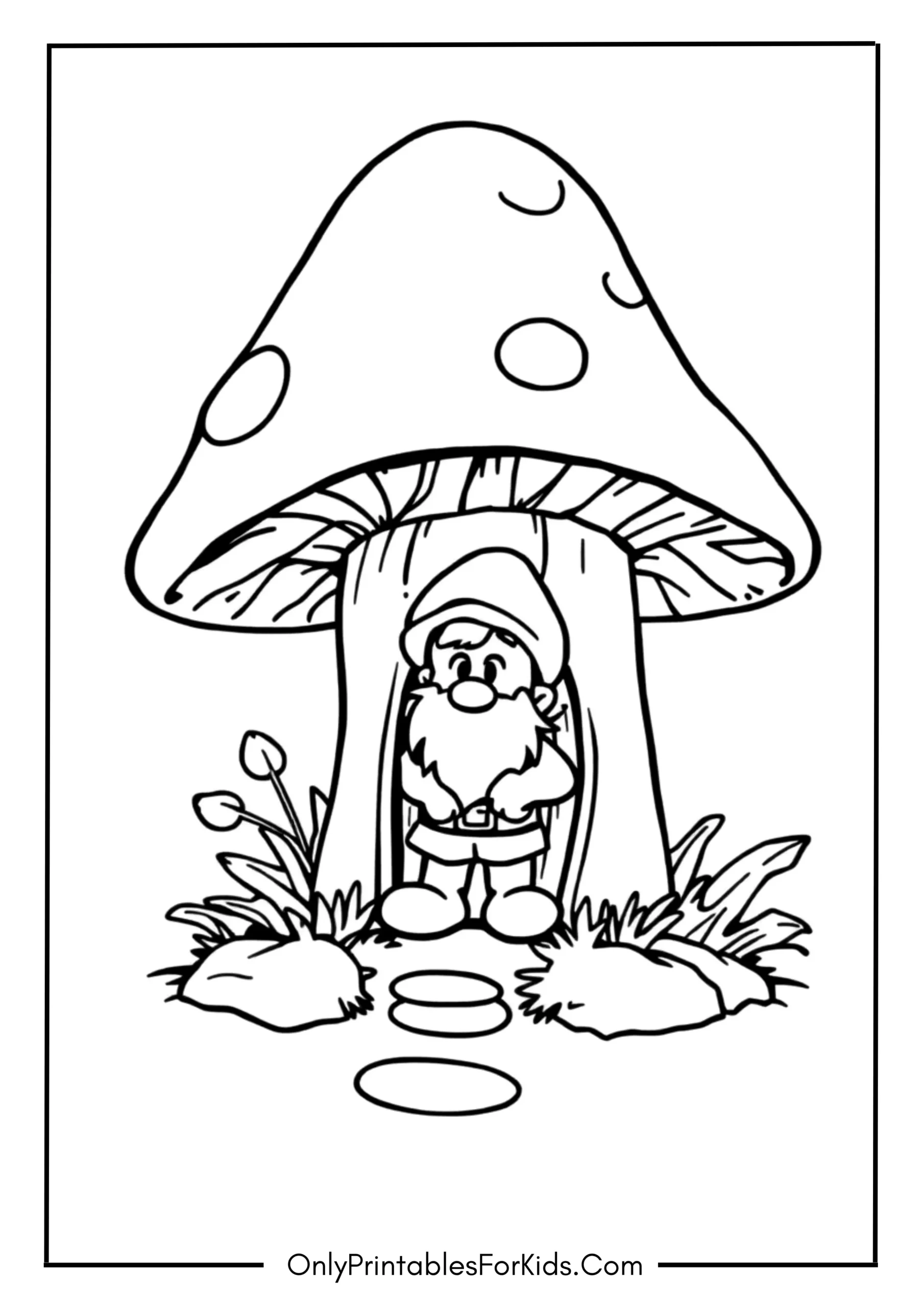 Smurfs Mushroom House Coloring Page