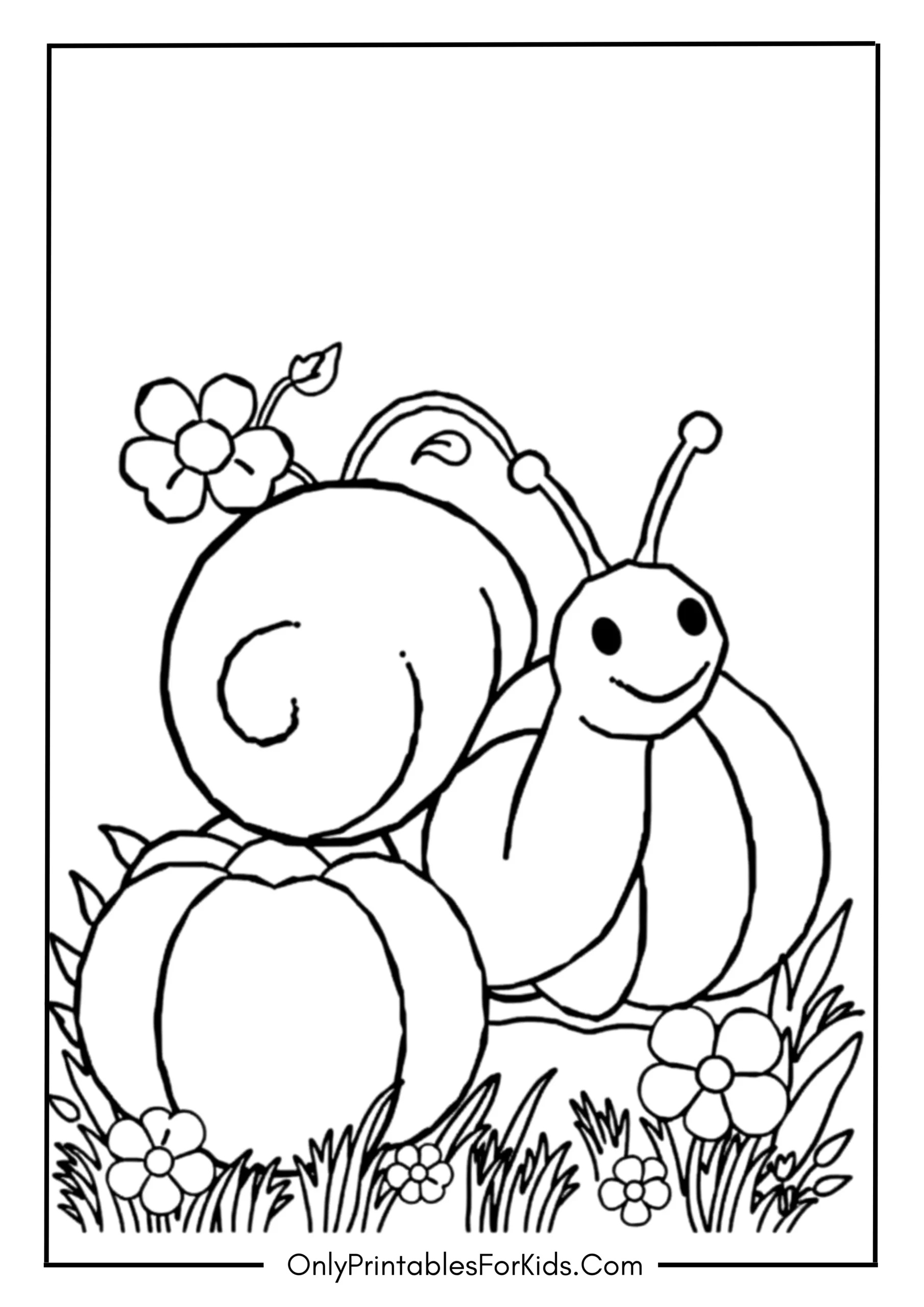 Snail with Pumpkin Coloring Sheet