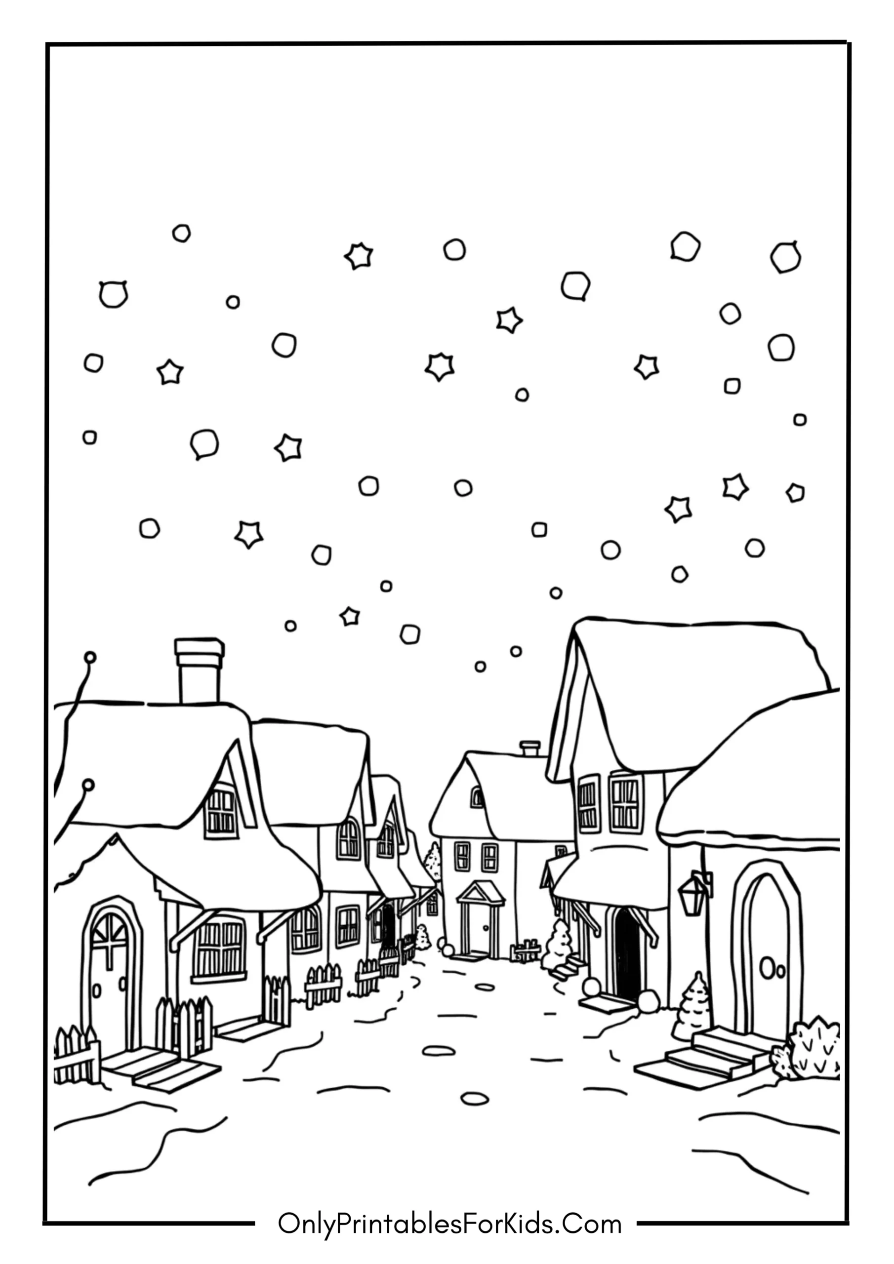 Snowy Village Street