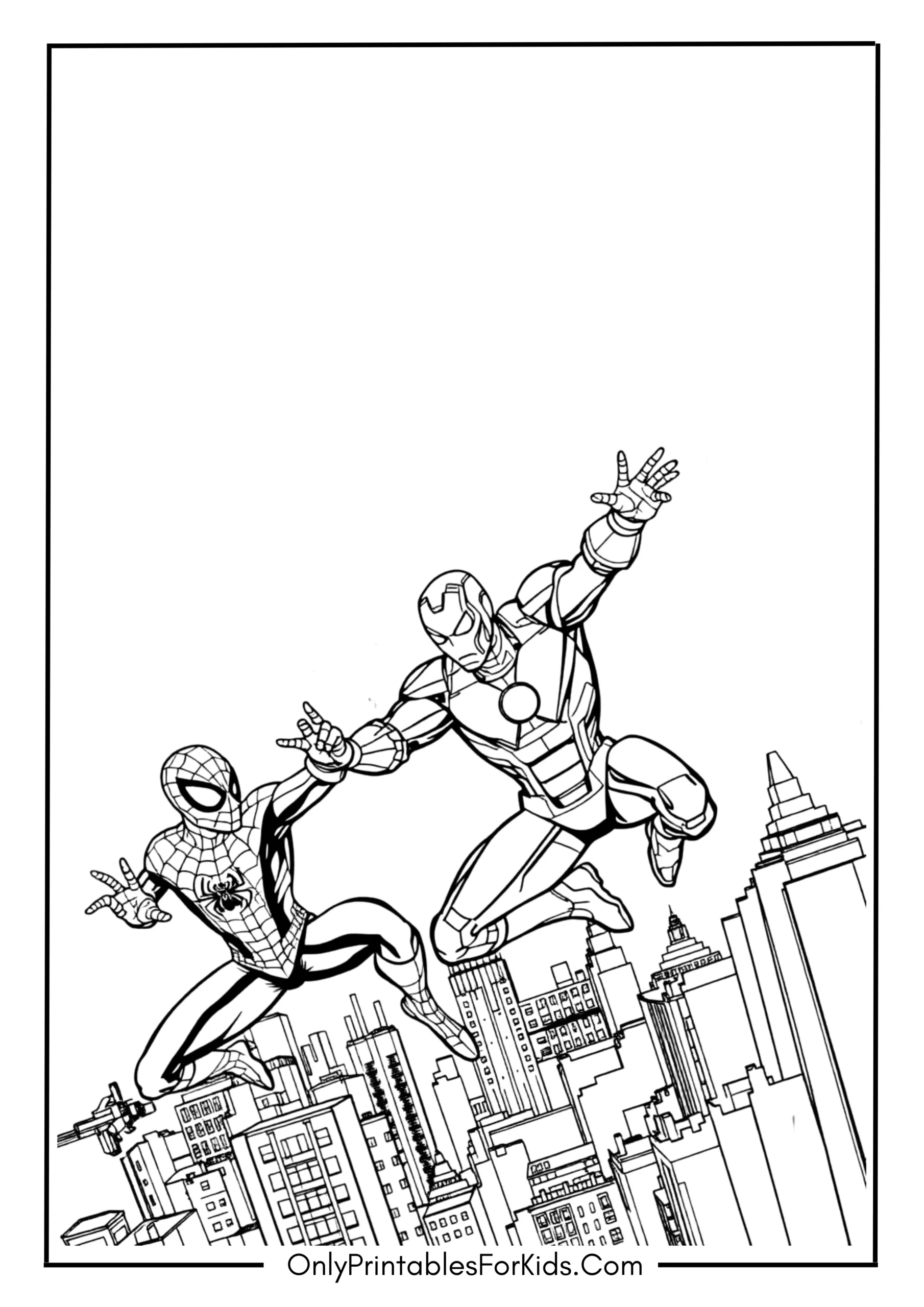 Spider-Man and Iron Man Coloring Page